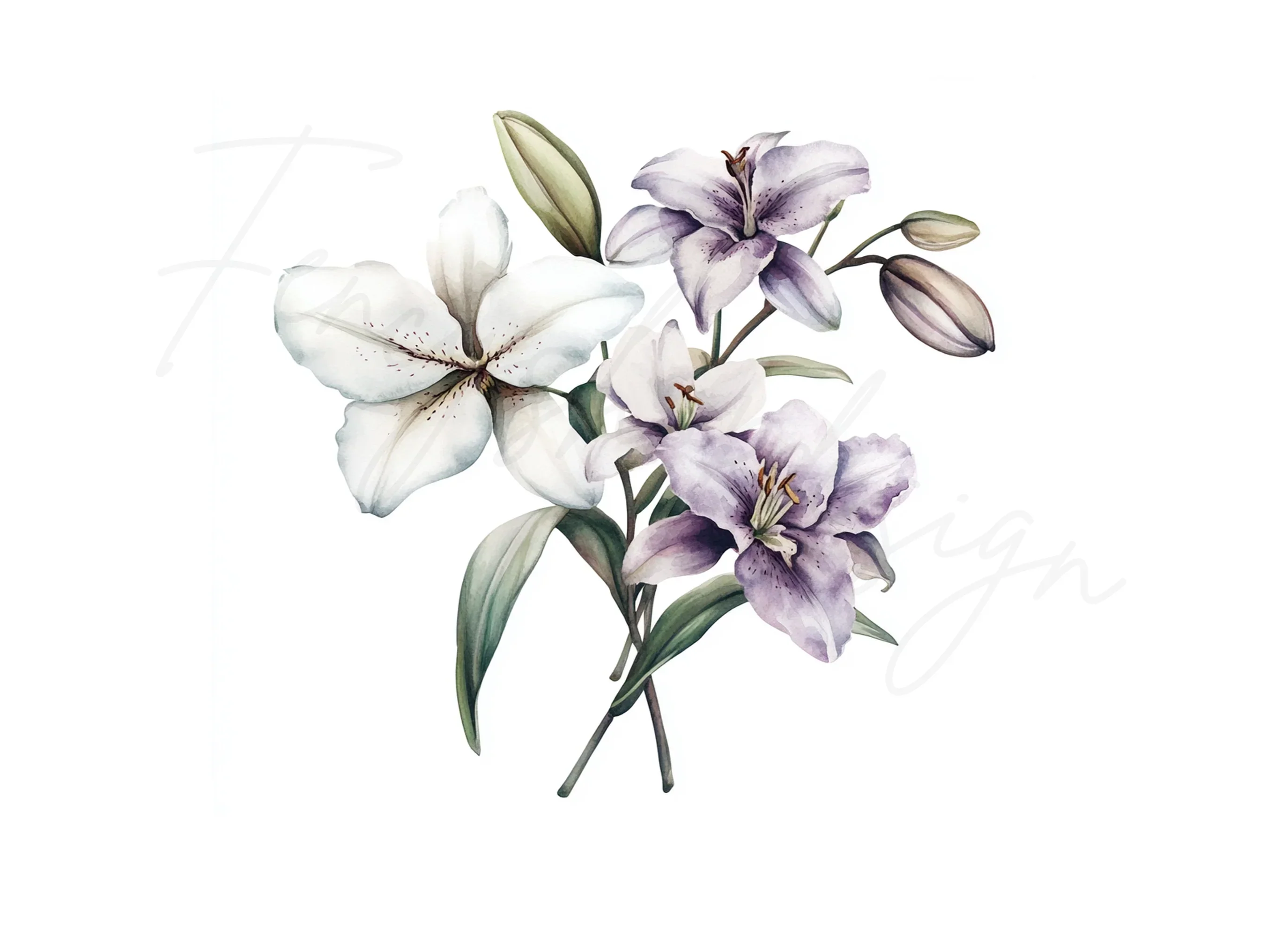Elegant Lilies and Orchids Clipart Bundle - Image 2
