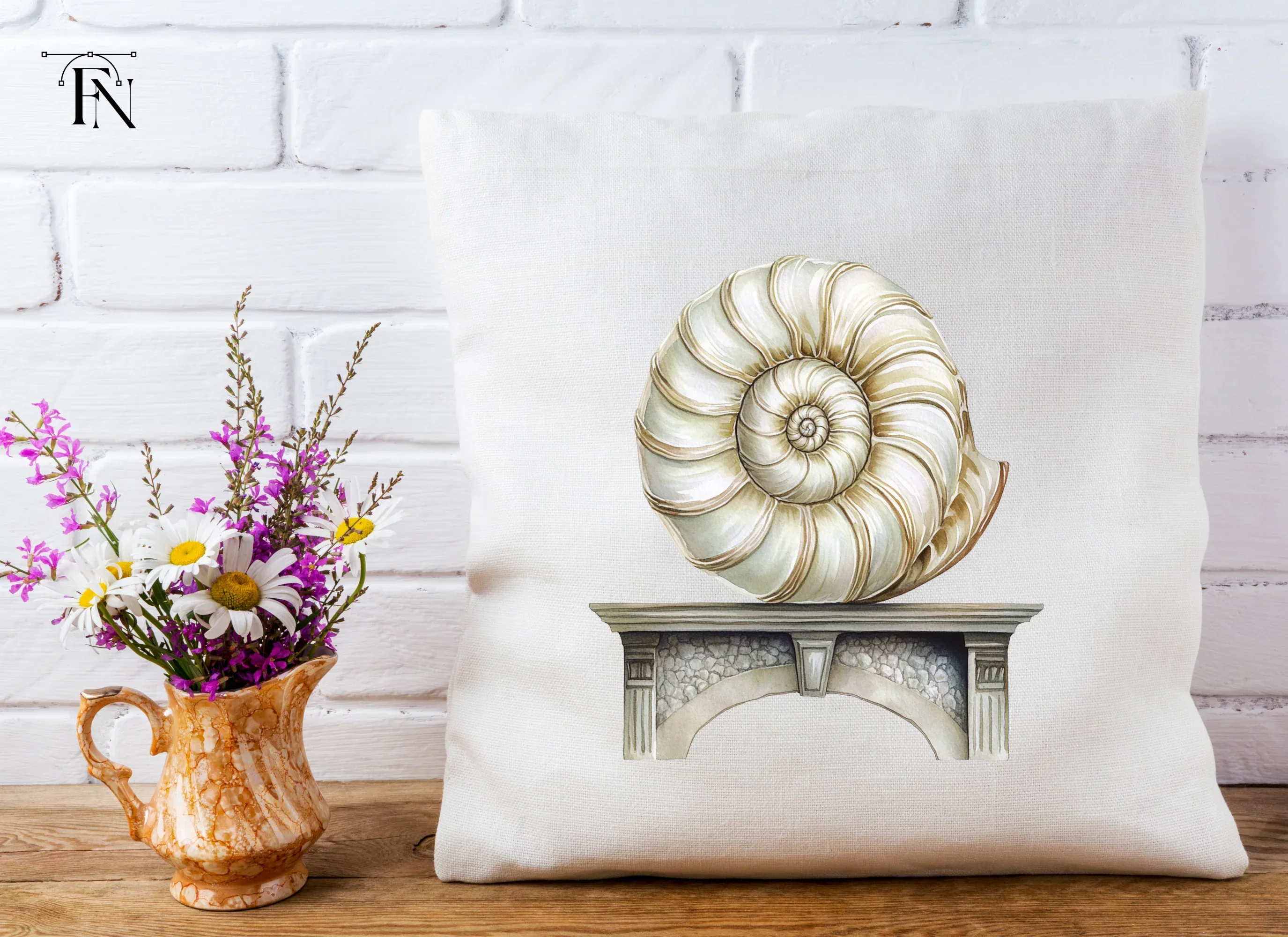 Elegant Nautilus Shell on Stone Pedestal Clipart Bundle - Image 5