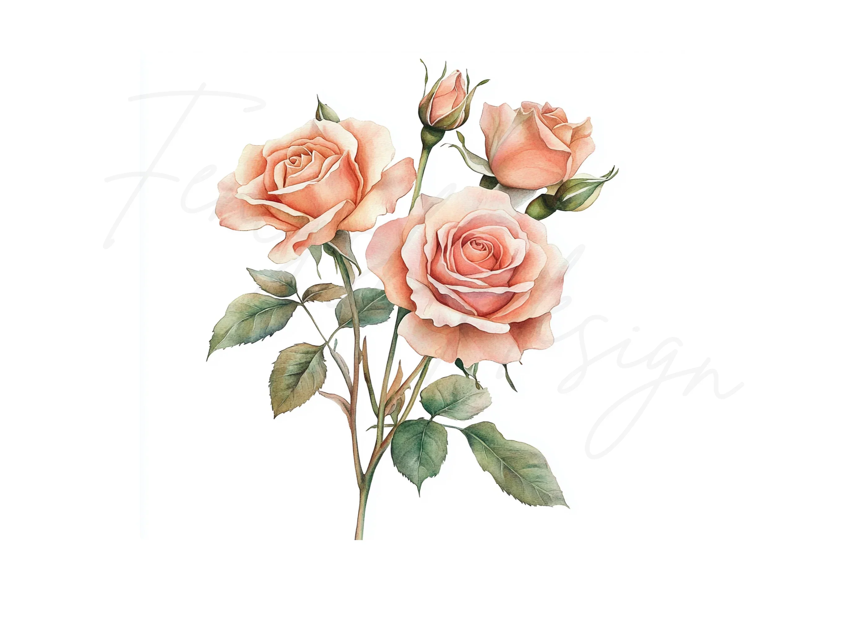 Elegant Peach Rose Clipart Bundle - Image 2
