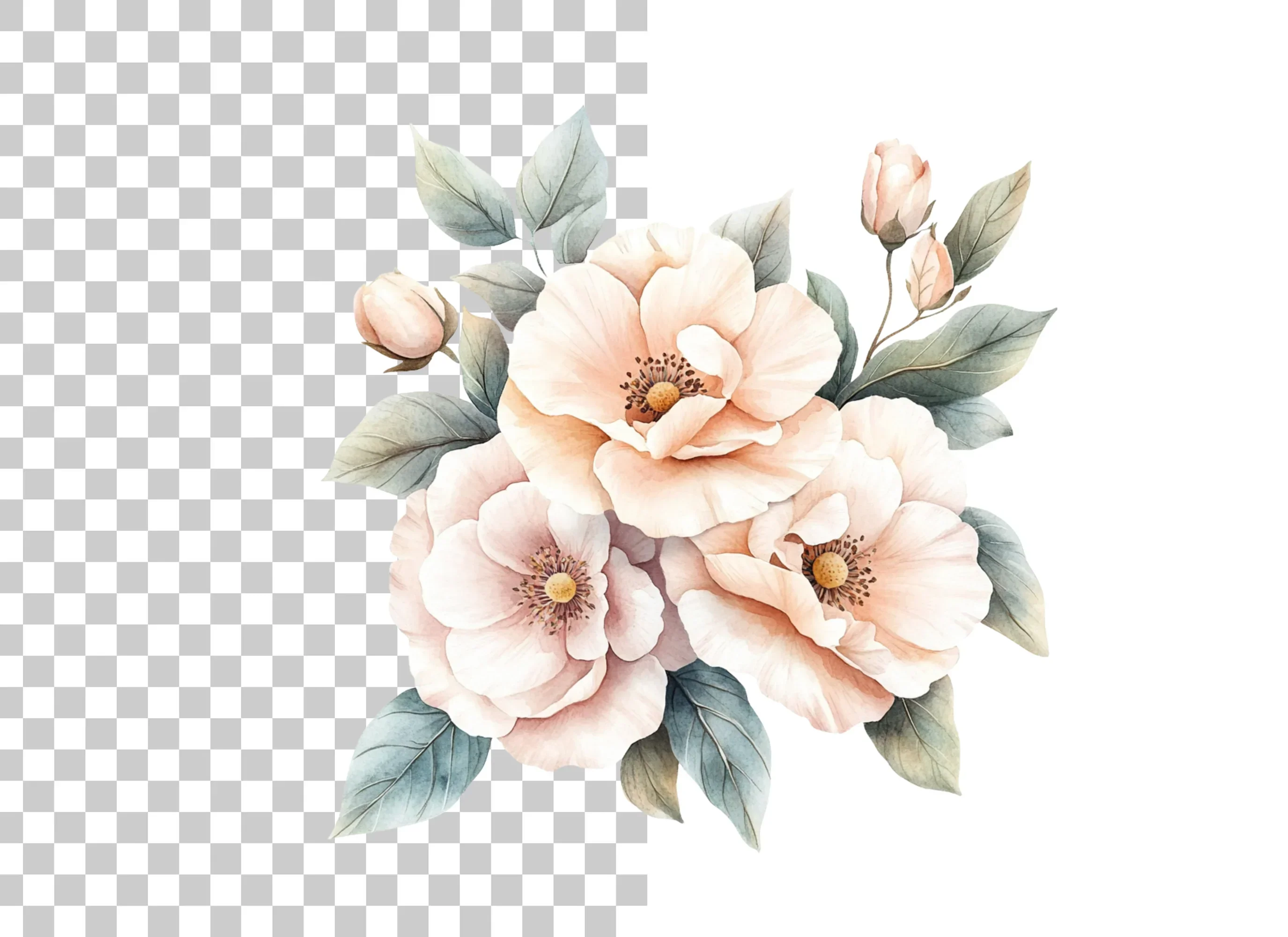 Elegant Peach Rose Clipart Bundle - Image 2