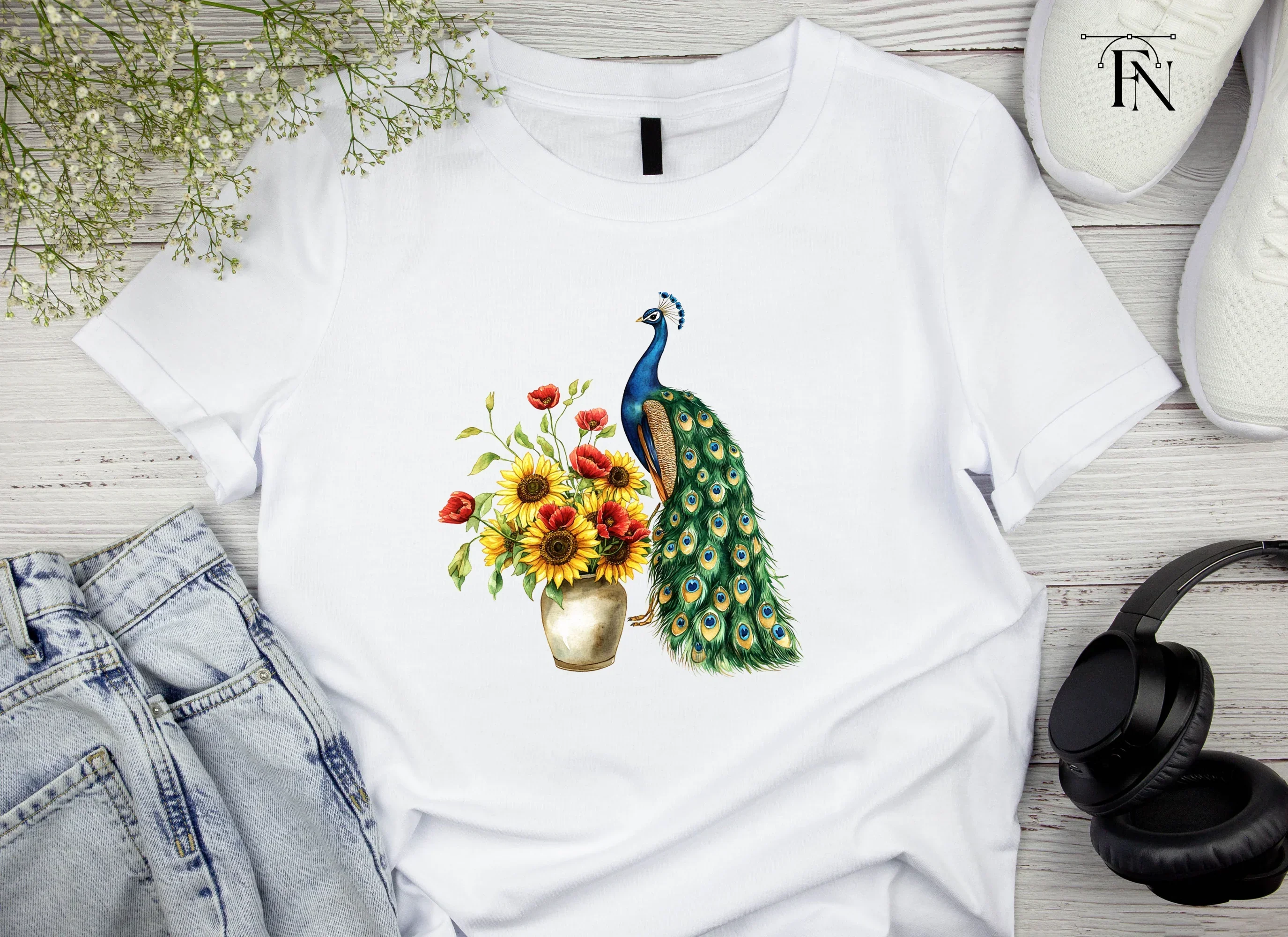 Elegant Peacock and Sunflower Clipart Bundle - Image 4