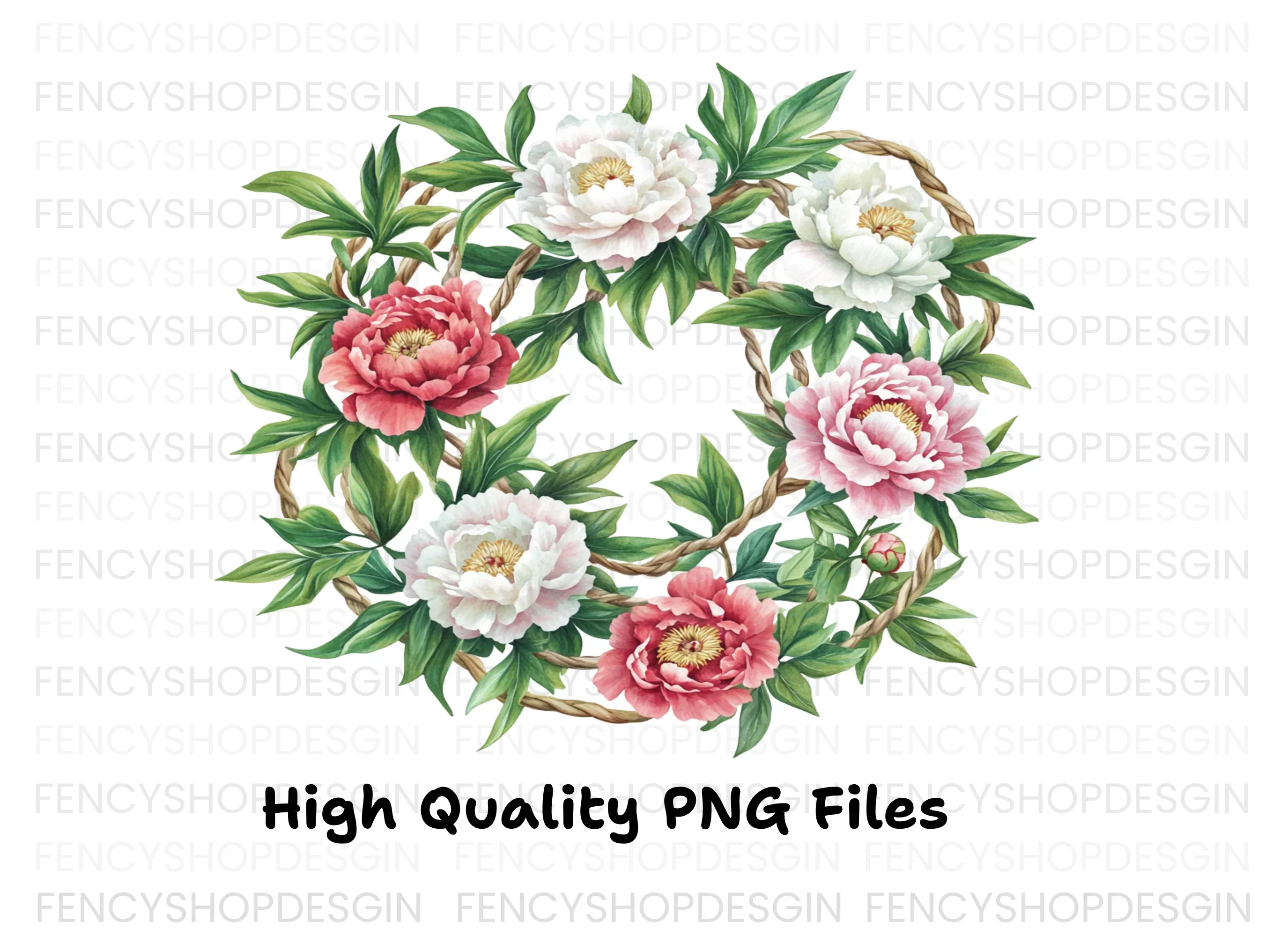 Elegant Peony Flower Arrangement Clipart Bundle - Image 3
