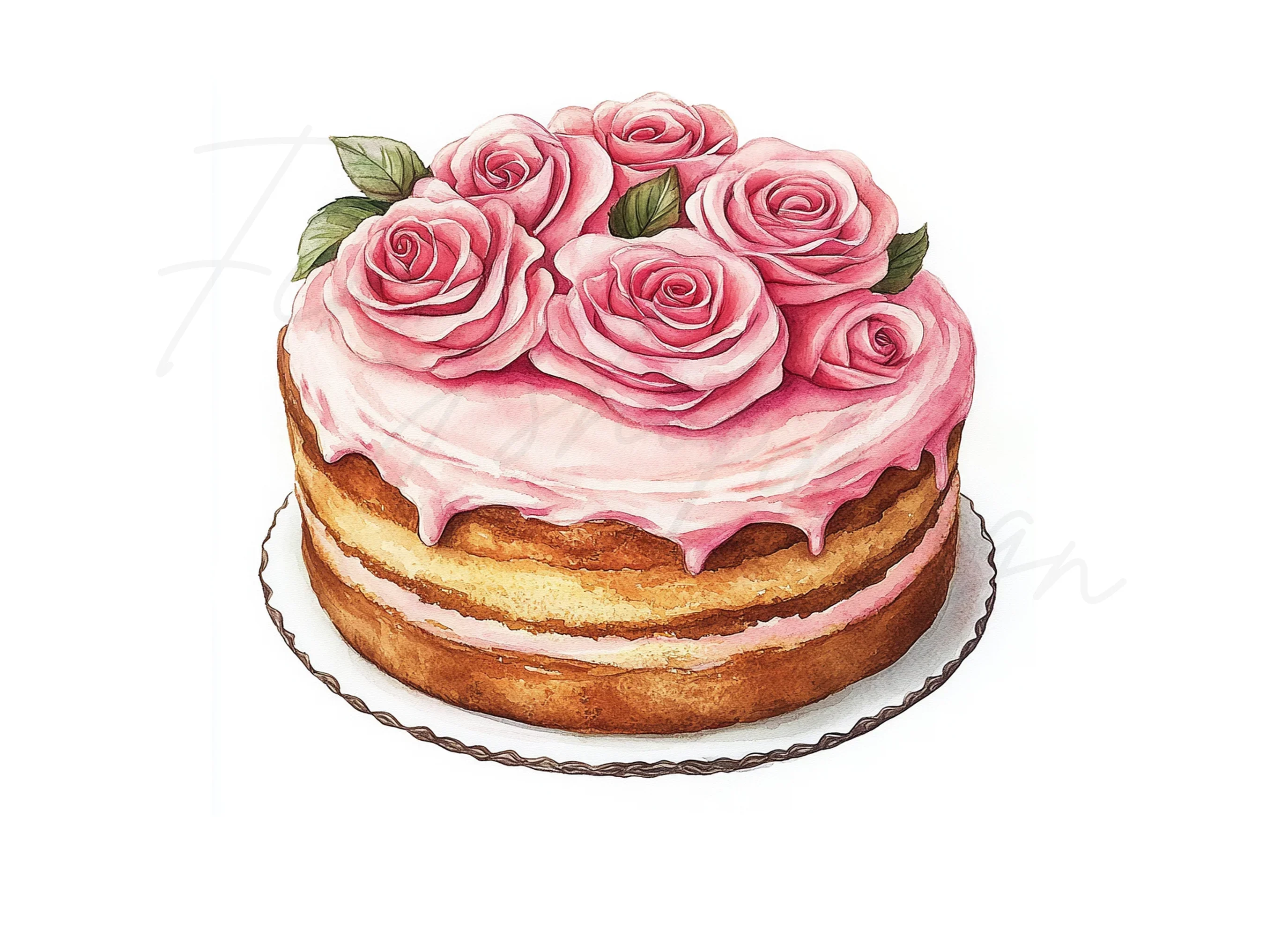 Elegant Pink Rose Cake Clipart Bundle - Image 2