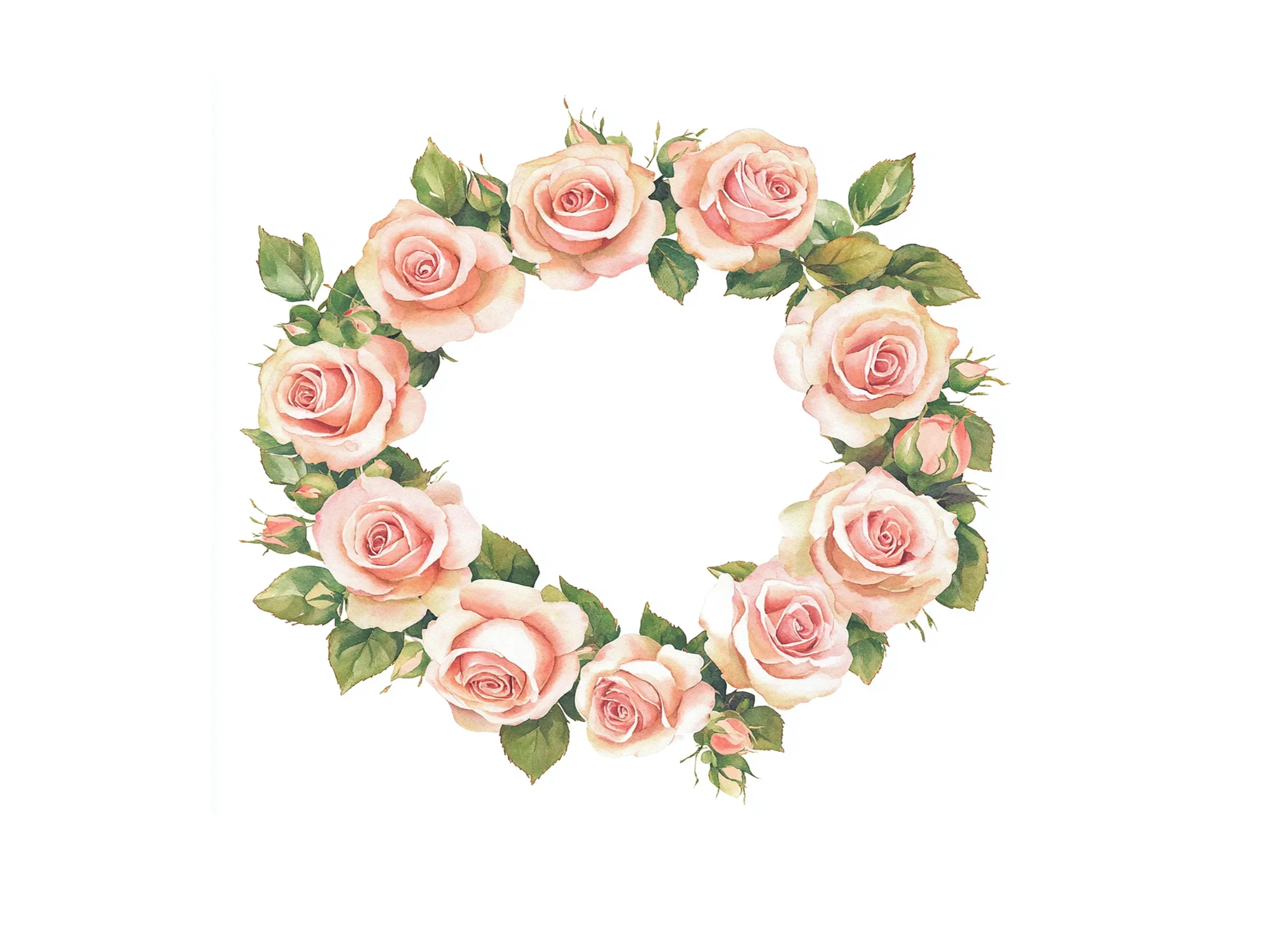 Elegant Pink Rose Wreath Clipart Bundle - Image 2