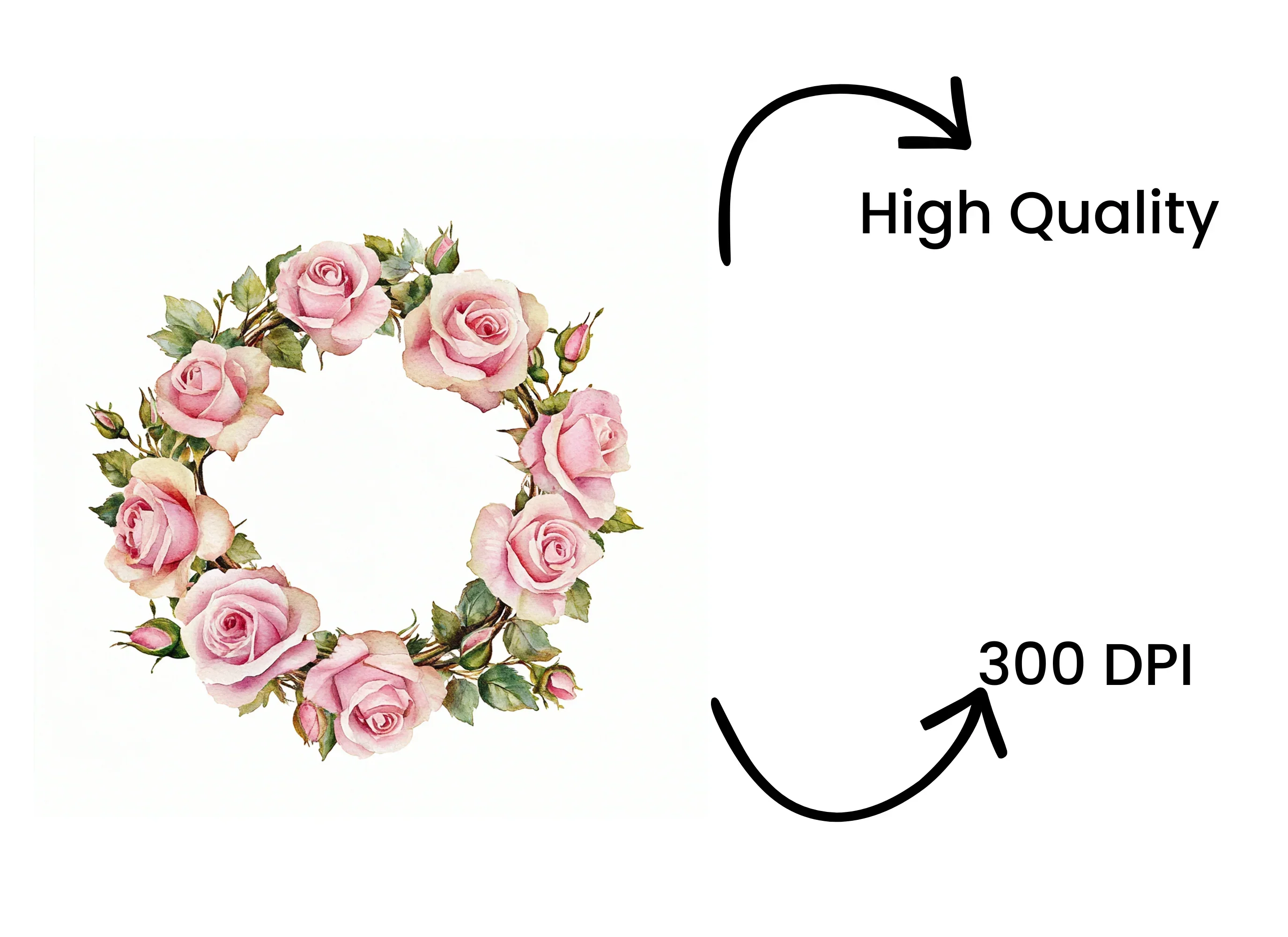 Elegant Pink Rose Wreath Clipart Bundle - Image 4
