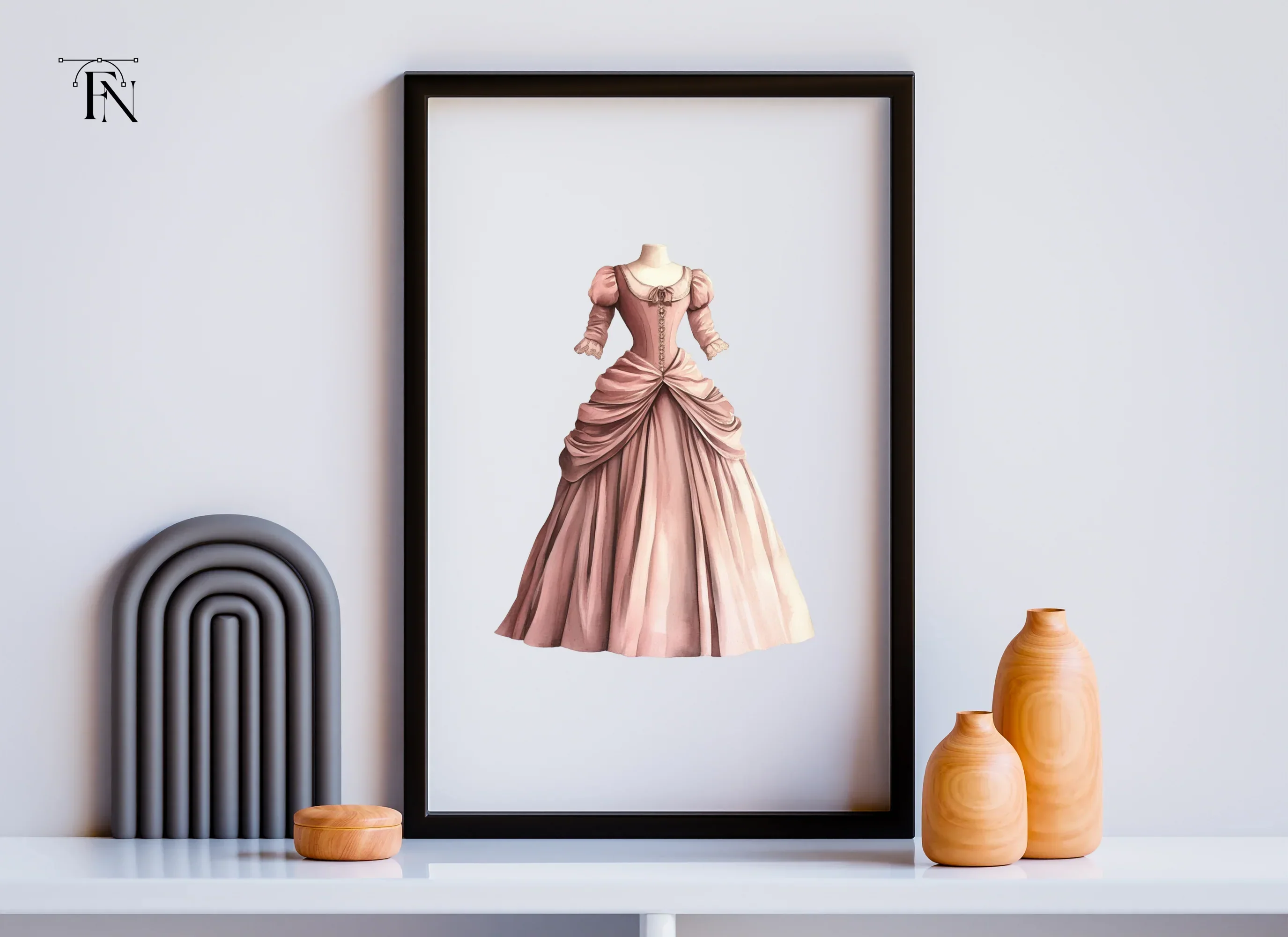 Elegant Pink Victorian Gown Clipart Bundle - Image 6