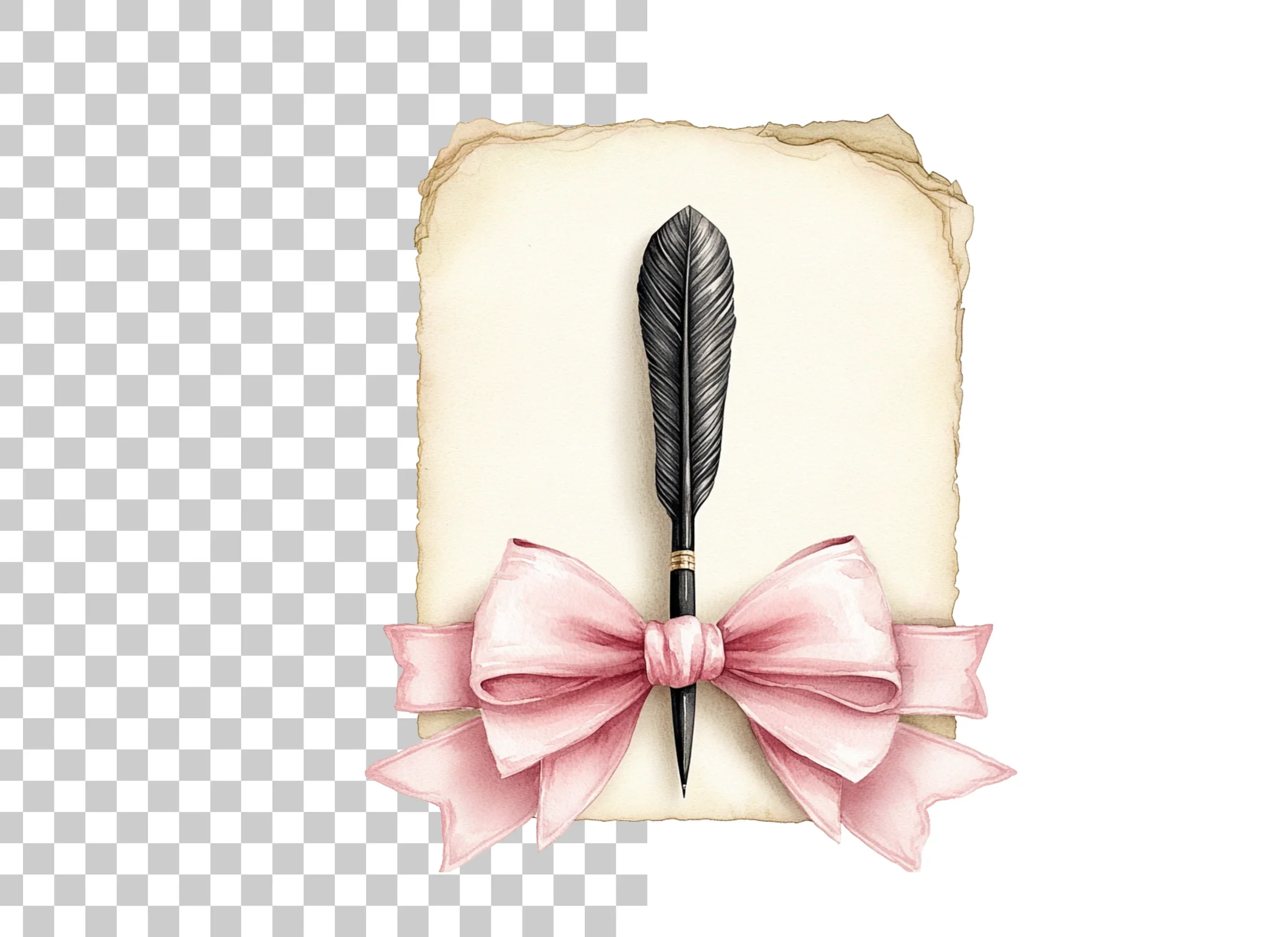 Elegant Quill and Pink Bow Clipart Bundle - Image 2