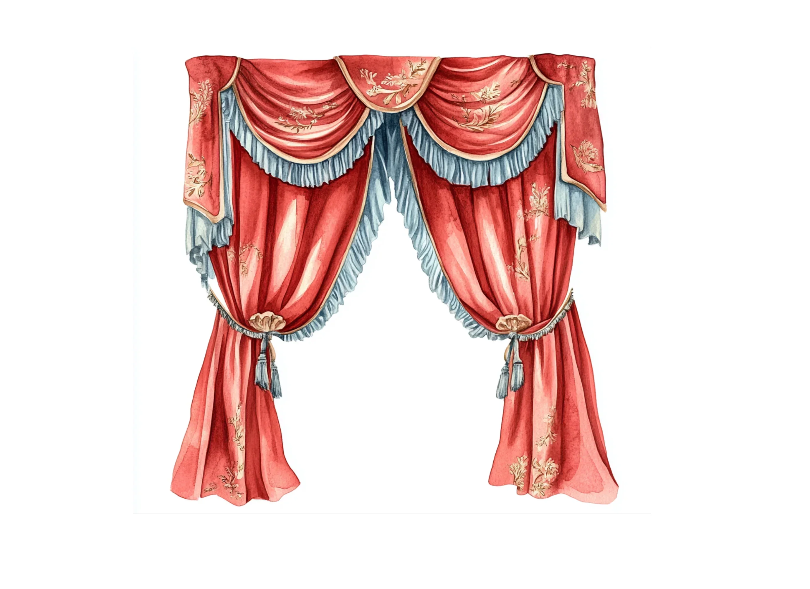 Elegant Red and Gold Curtains Clipart Bundle - Image 3