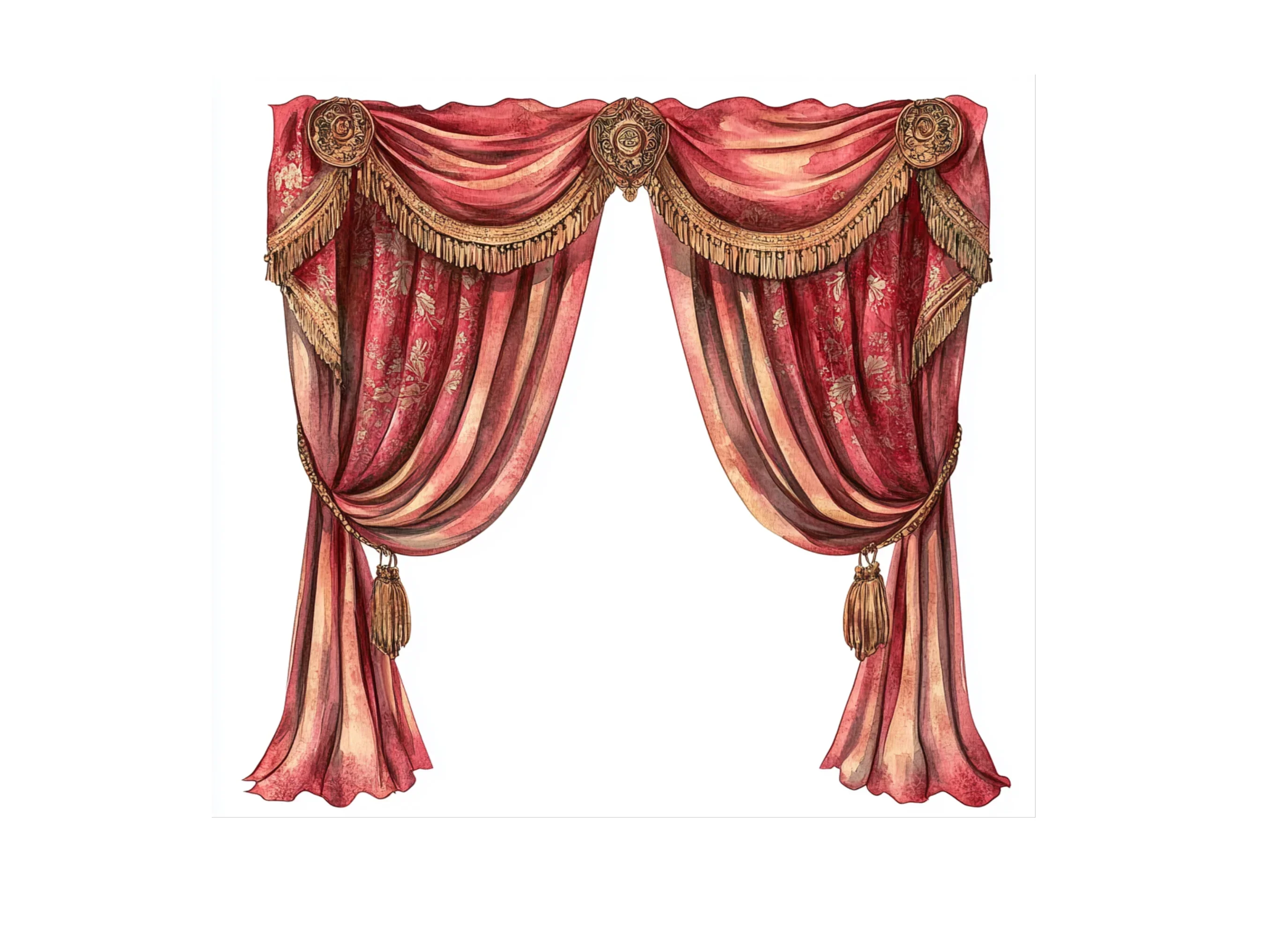 Elegant Red Curtain Clipart Bundle - Image 3