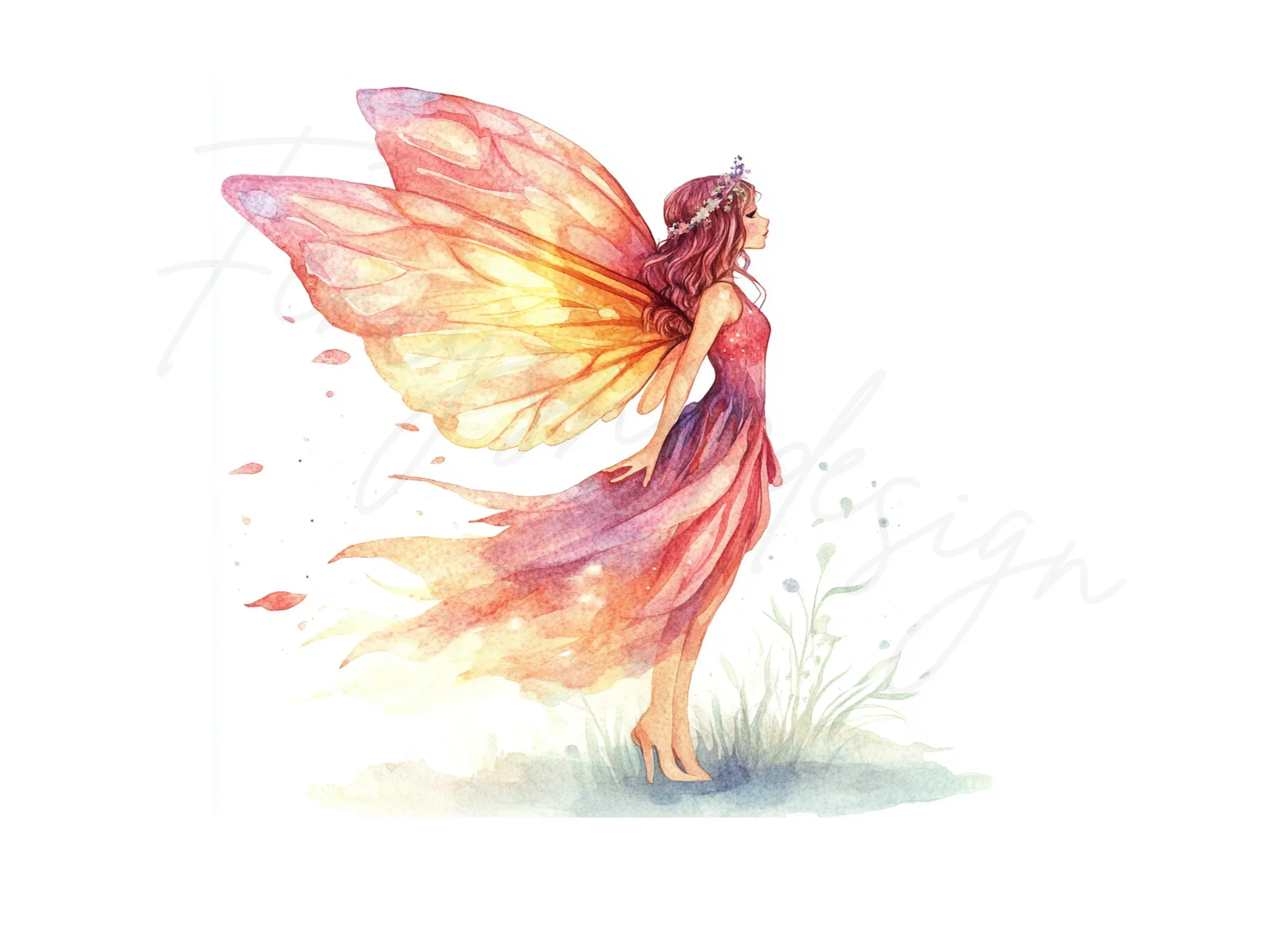 Elegant Red Fairy Clipart Bundle - Image 3