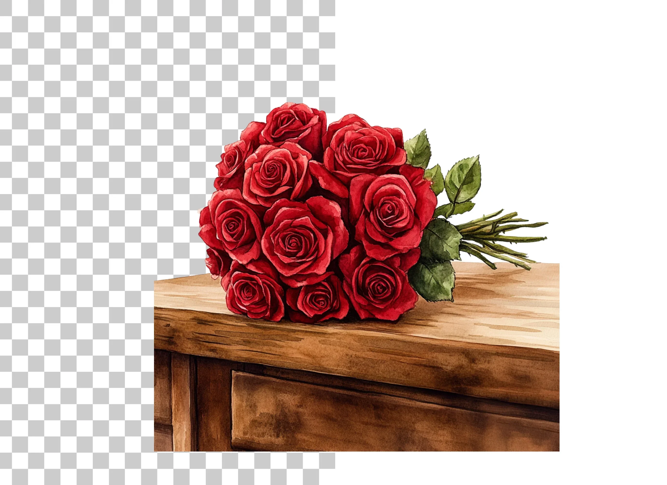 Elegant Red Rose Bouquet Clipart Bundle - Image 6