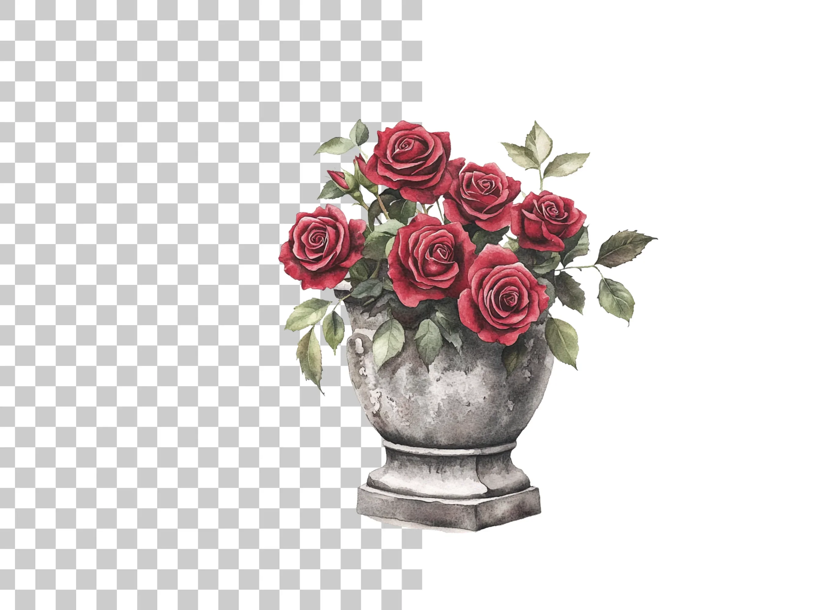 Elegant Red Rose Urn Clipart Bundle - Image 2