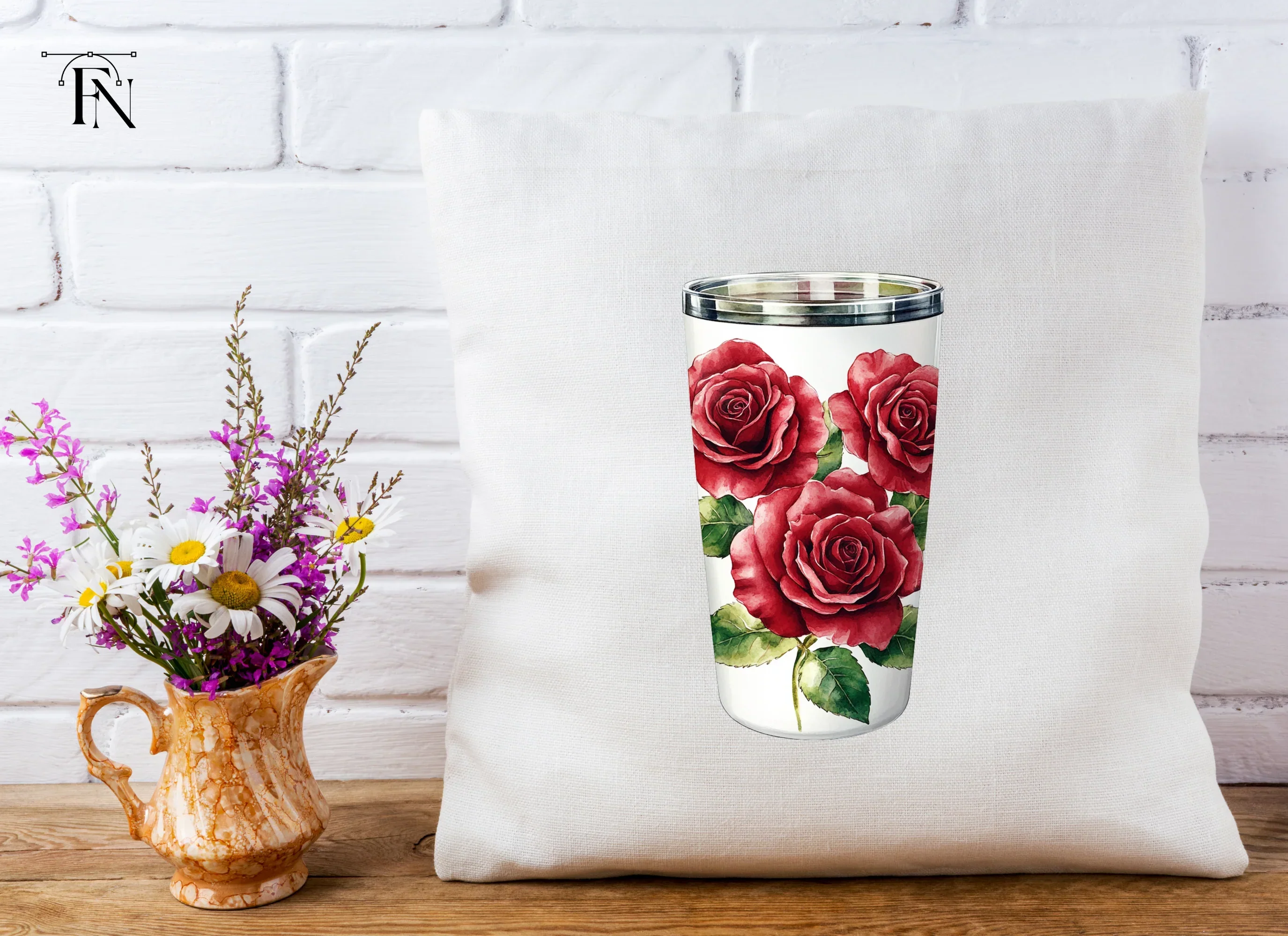 Elegant Red Roses Tumbler Clipart Bundle - Image 5