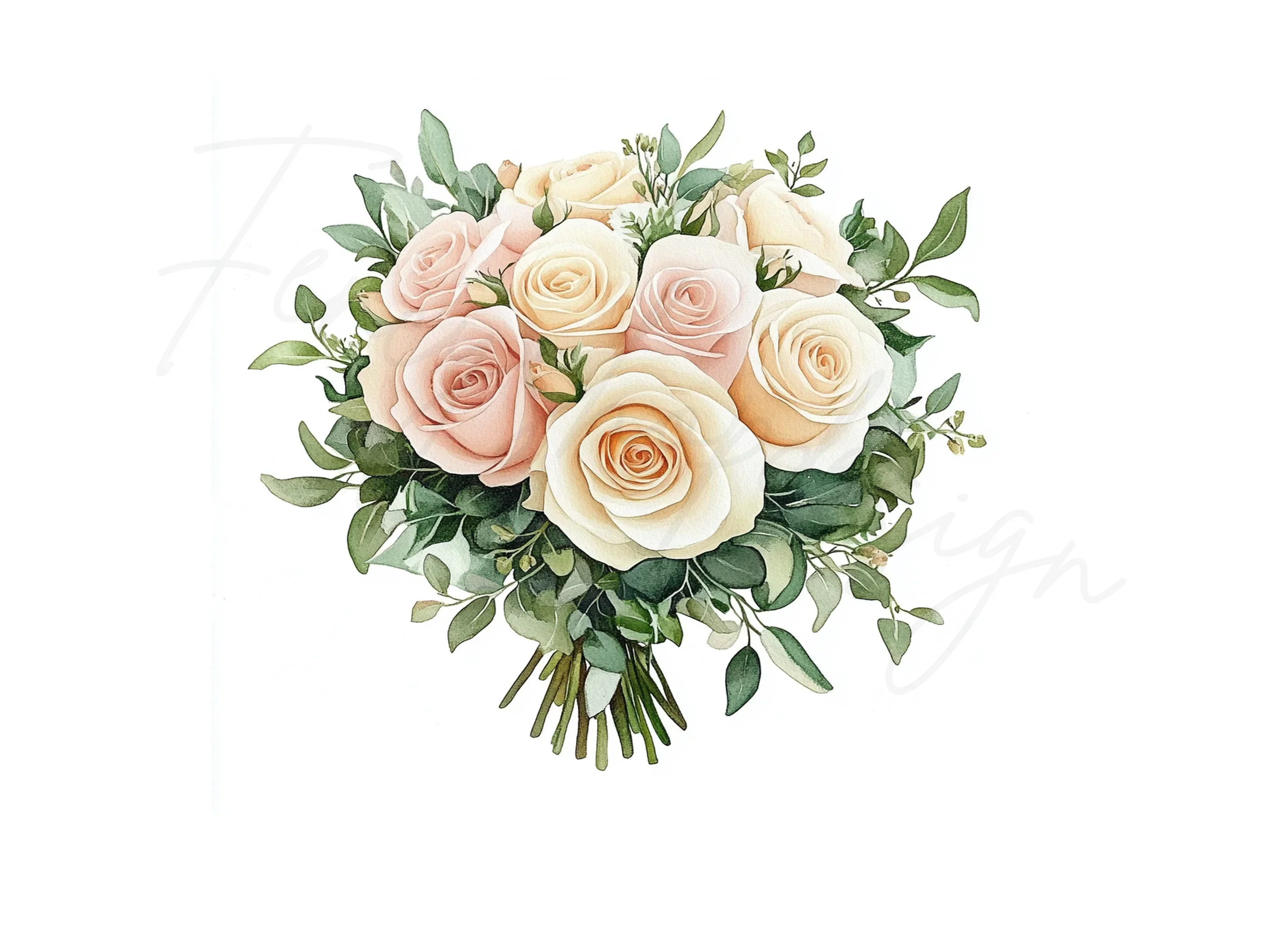 Elegant Rose and Eucalyptus Bouquets Clipart Bundle - Image 2