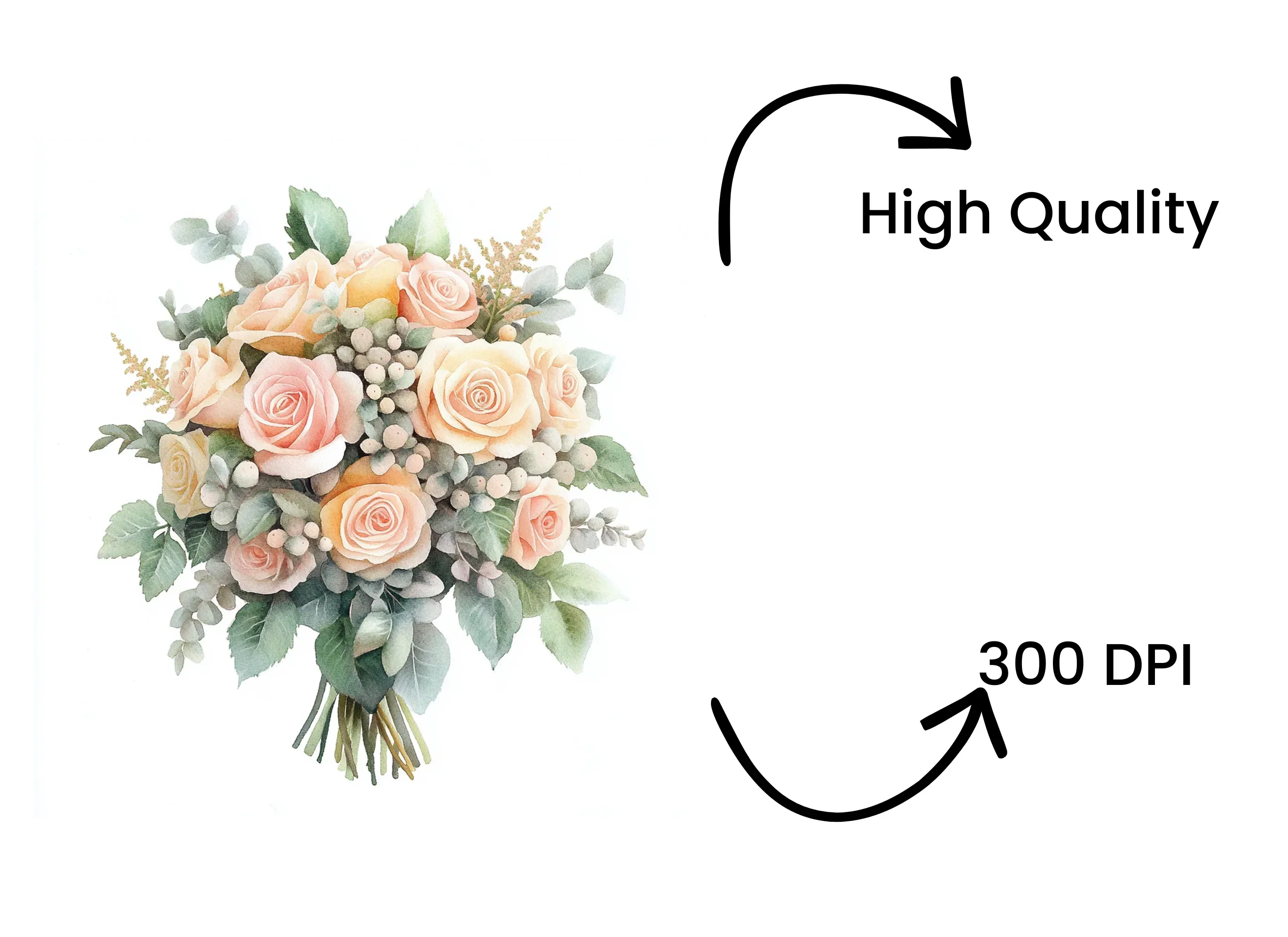 Elegant Rose and Eucalyptus Bouquets Clipart Bundle - Image 4