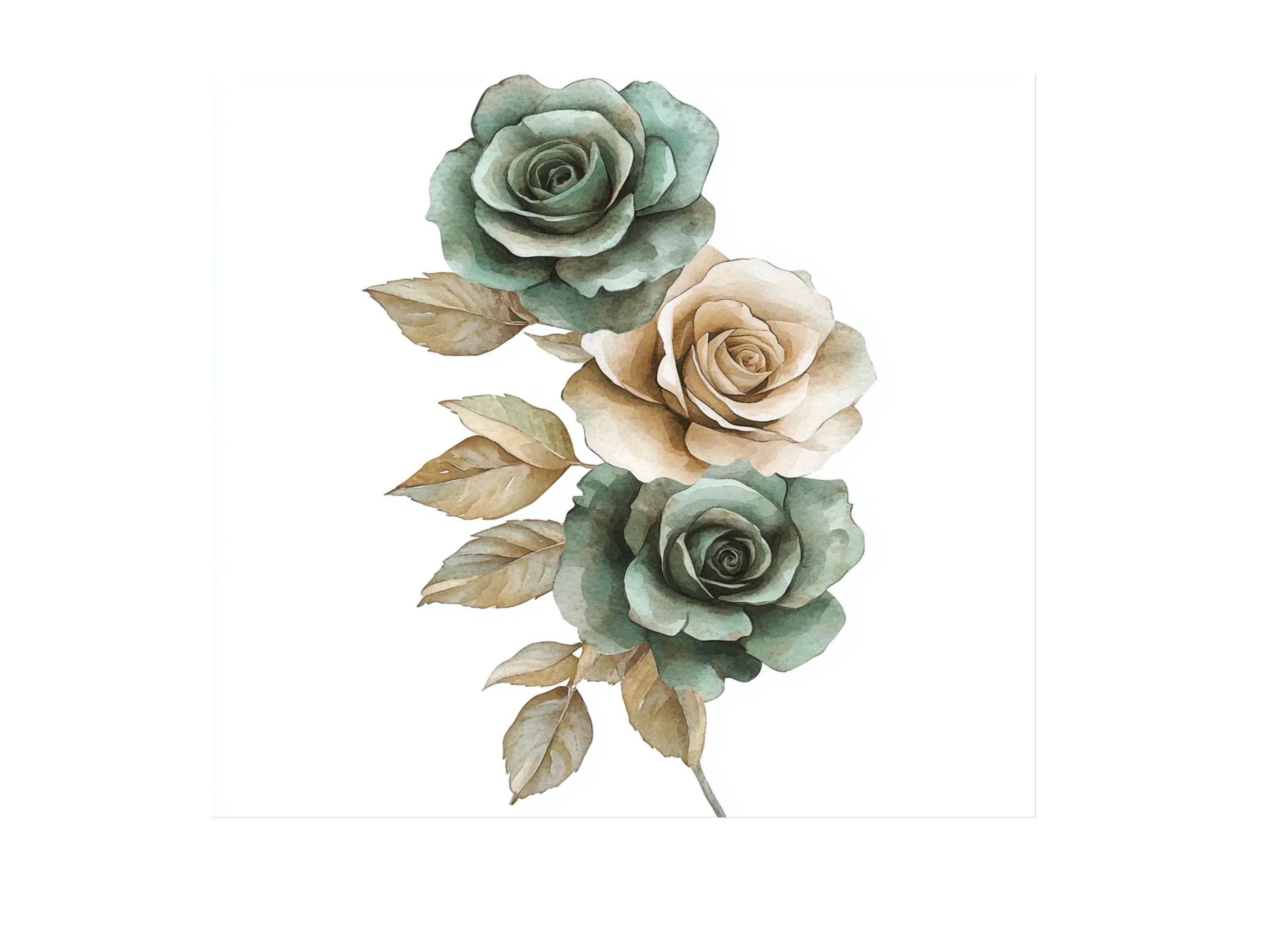 Elegant Sage Green Beige Rose Clipart Bundle - Image 2
