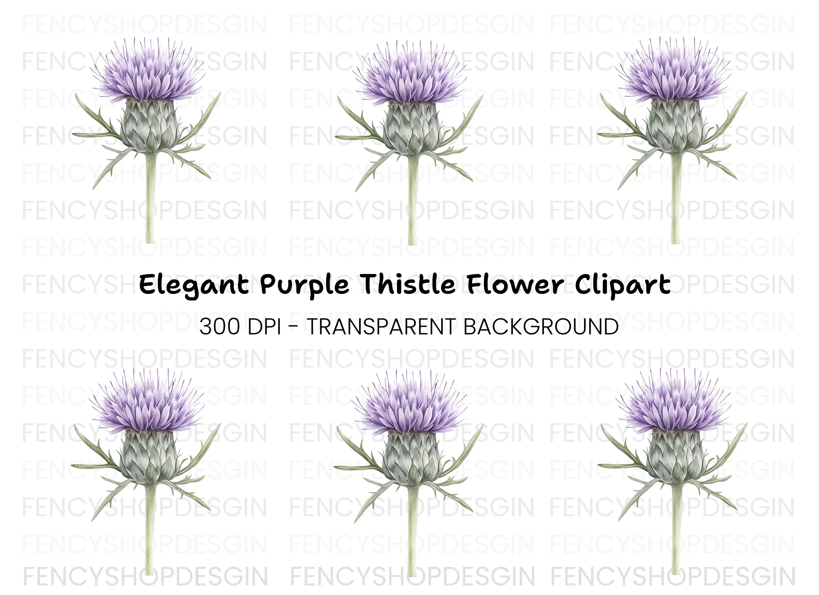 Elegant Thistle Bloom Clipart Bundle
