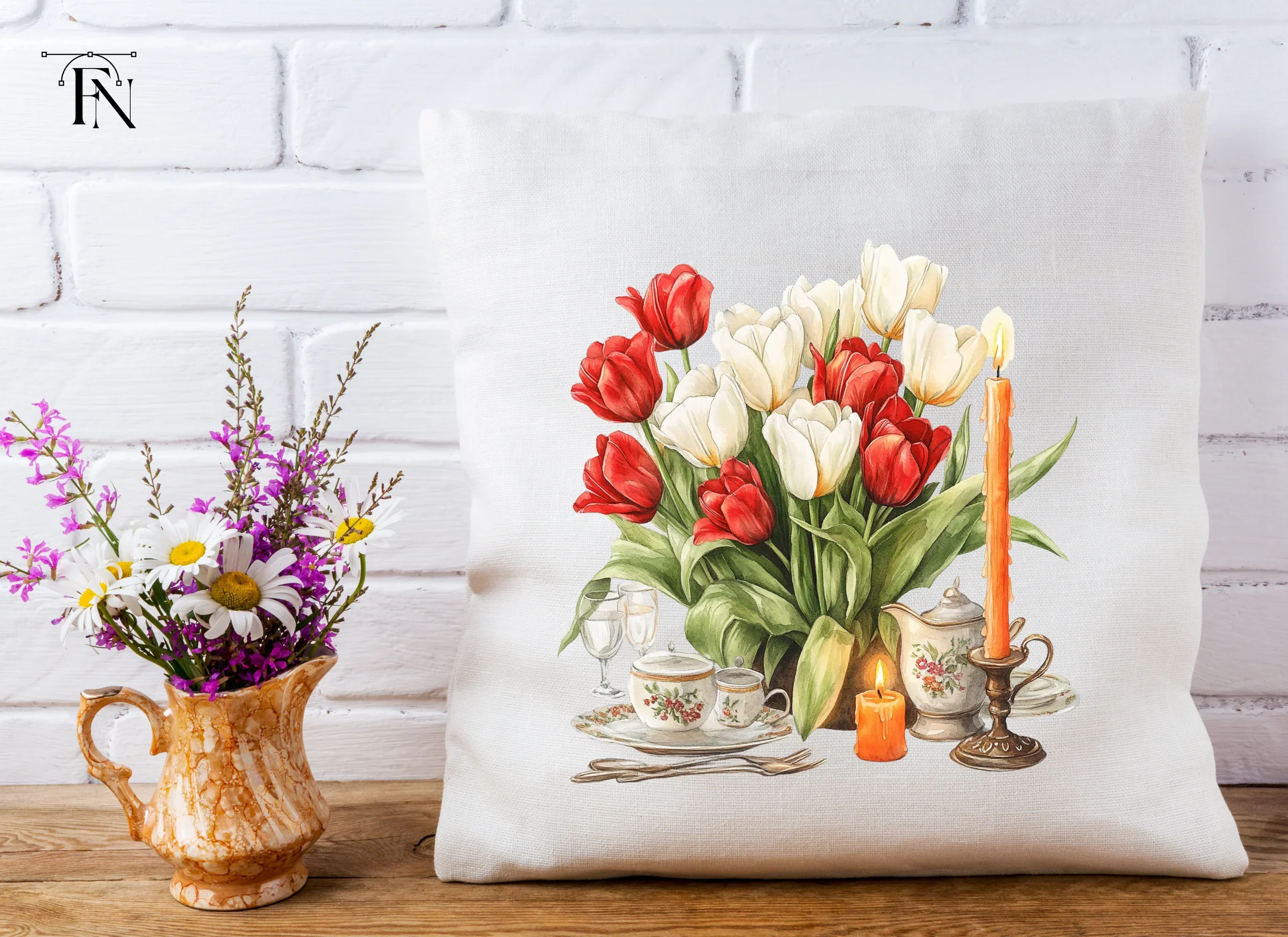Elegant Tulip Candle Dinner Clipart Bundle - Image 3