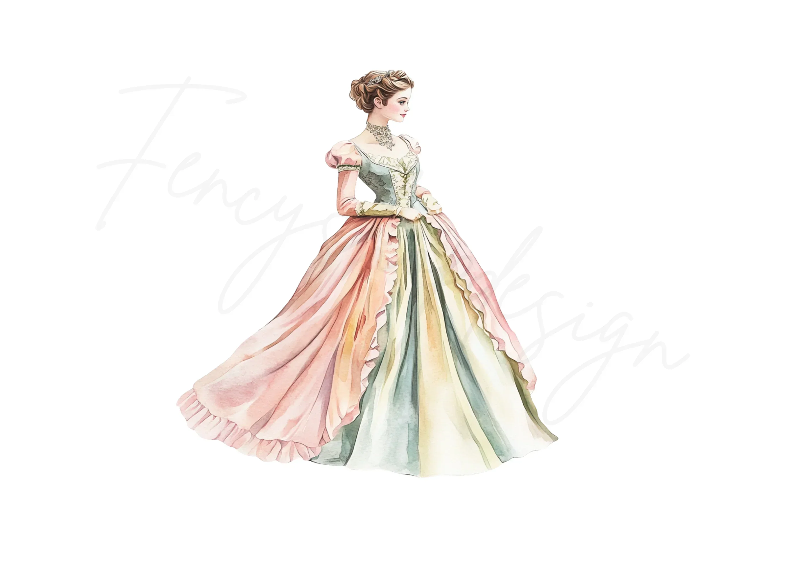 Elegant Victorian Ball Gown Clipart Bundle - Image 2