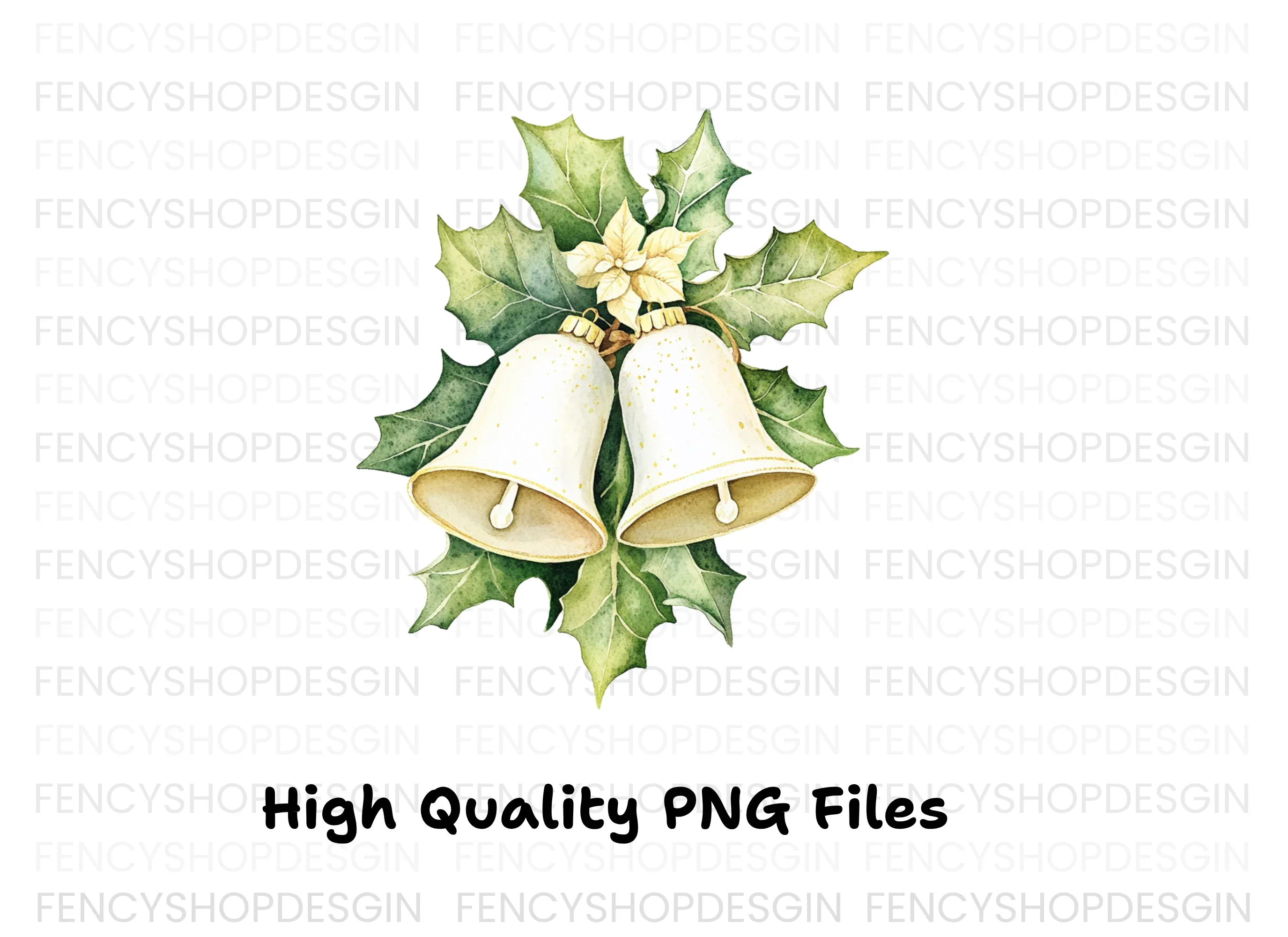 Elegant White Christmas Bells Clipart Bundle - Image 2