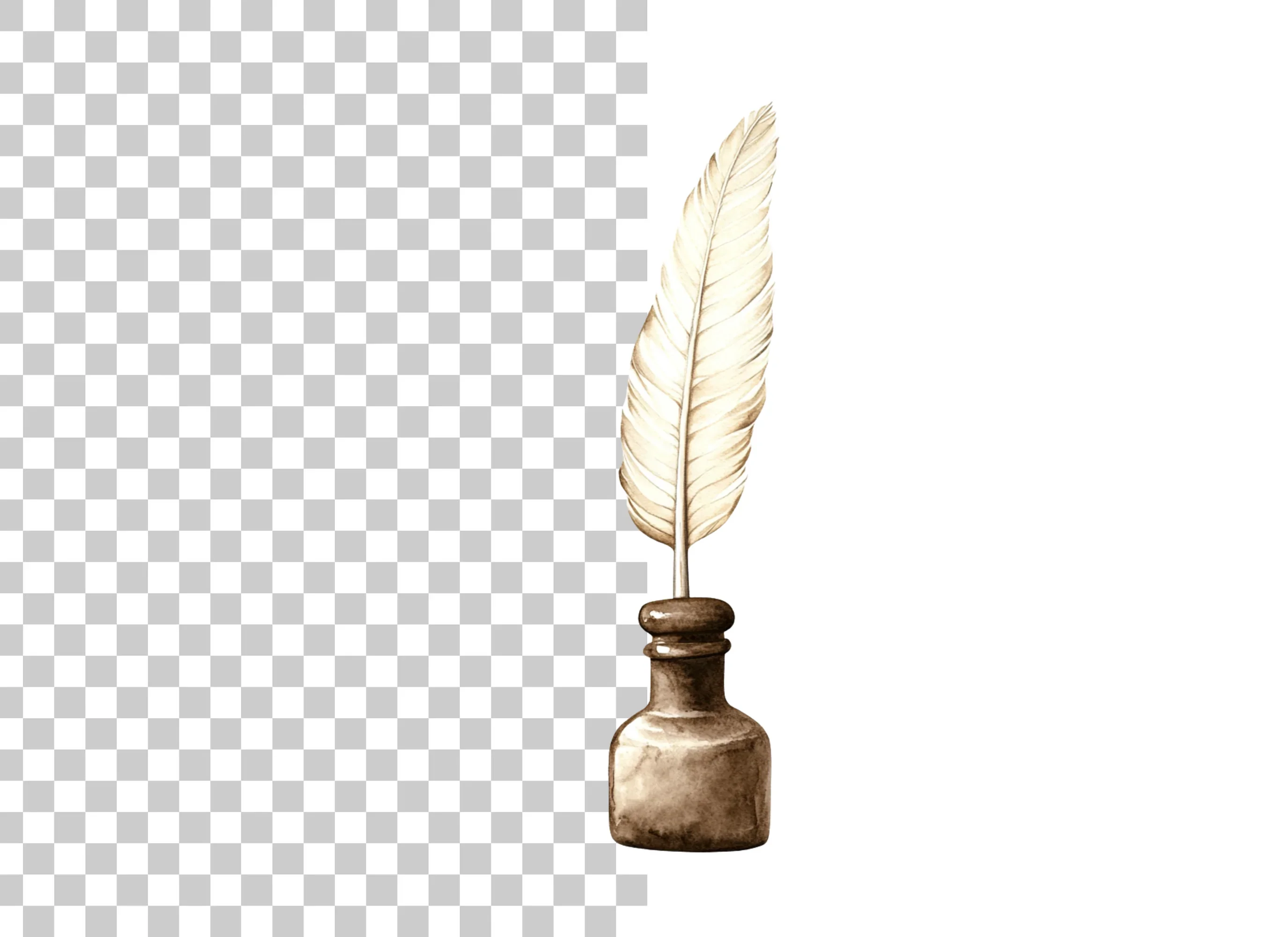 Elegant White Feather Quill Inkwell Clipart Bundle - Image 2