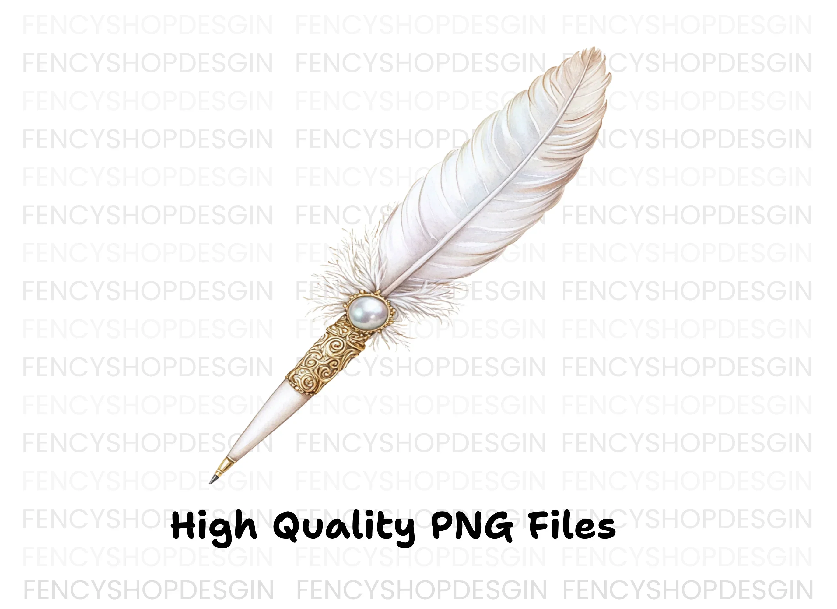 Elegant White Feather Quill Pen Clipart Bundle - Image 3