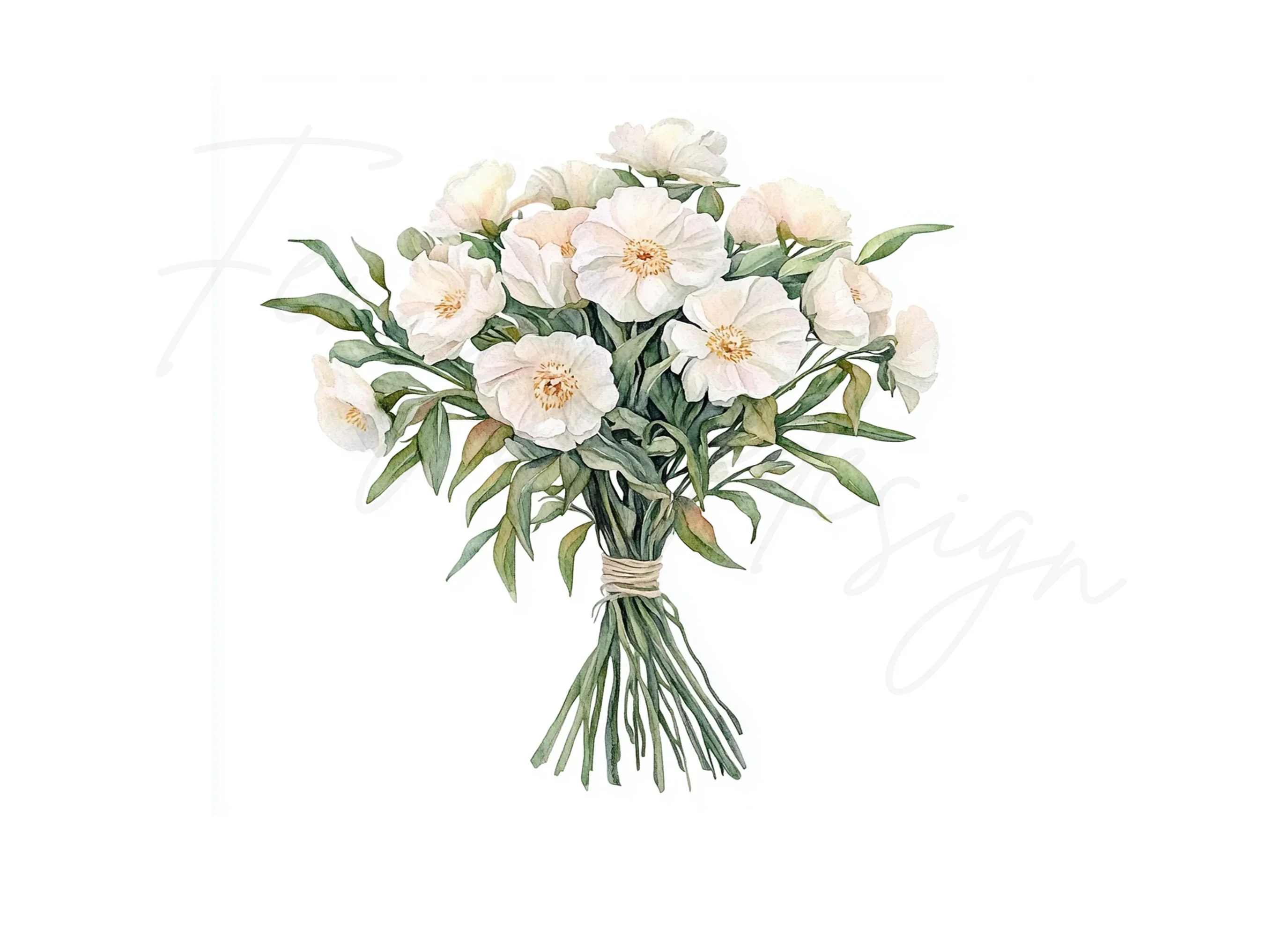 Elegant White Floral Bouquet Clipart Bundle - Image 3