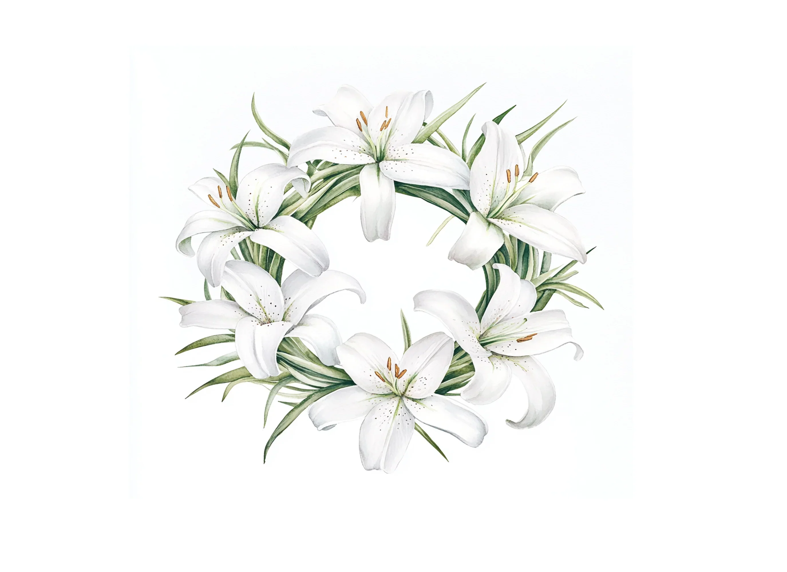 Elegant White Lily Wreaths Clipart Bundle - Image 3