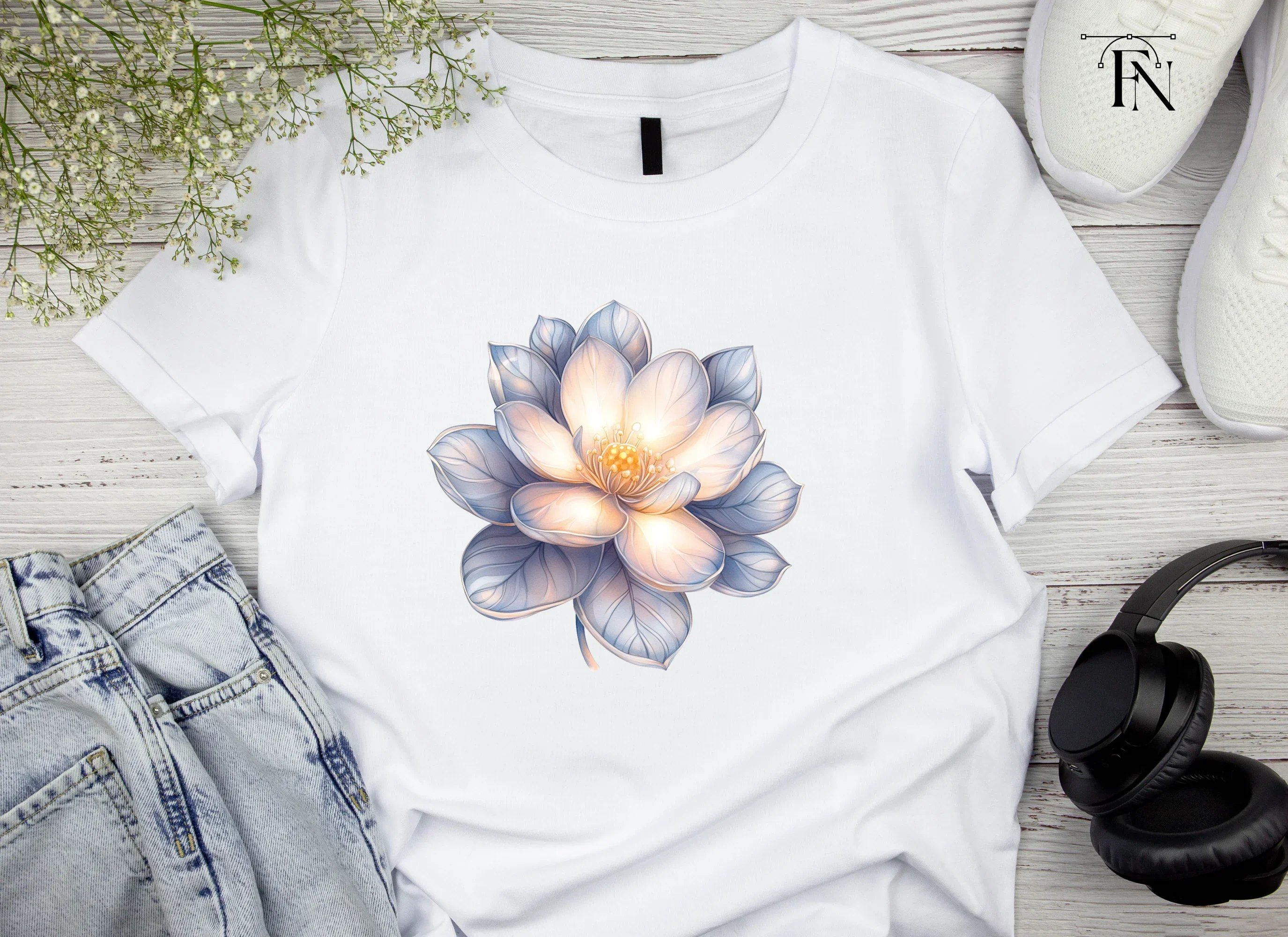 Elegant White Lotus Flower Clipart Bundle - Image 4