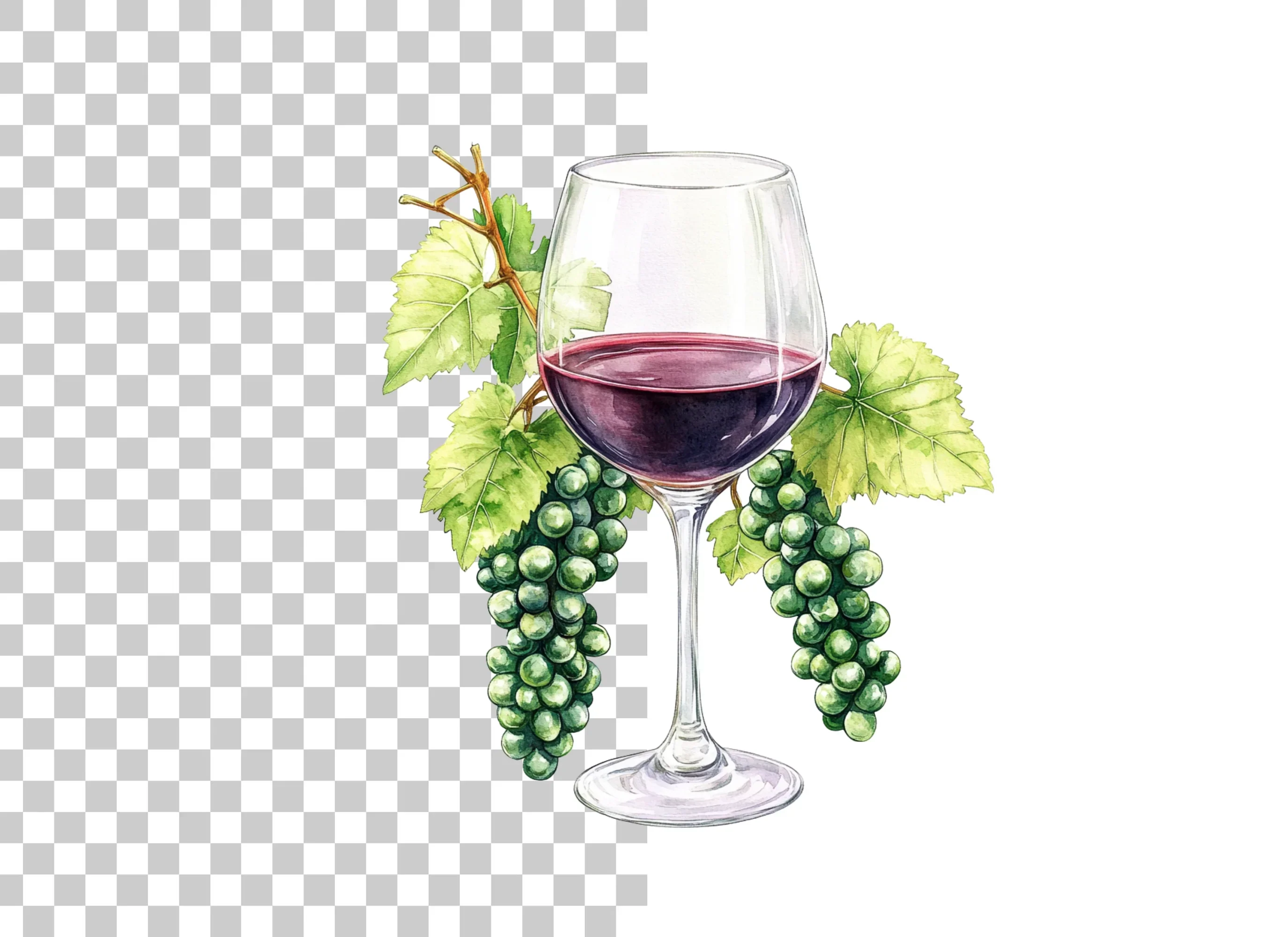 Elegant Wine Glasses with Grapes Clipart Bundle - Image 2