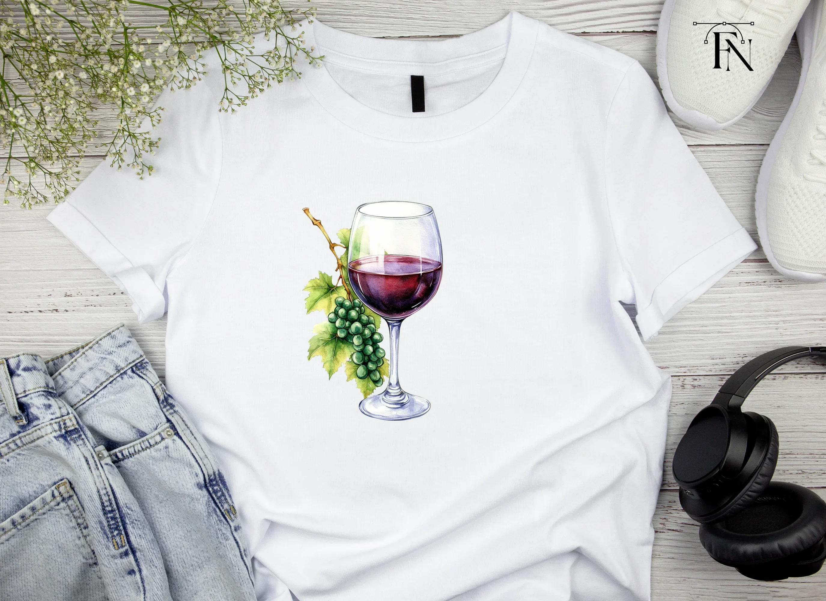 Elegant Wine Glasses with Grapes Clipart Bundle - Image 4