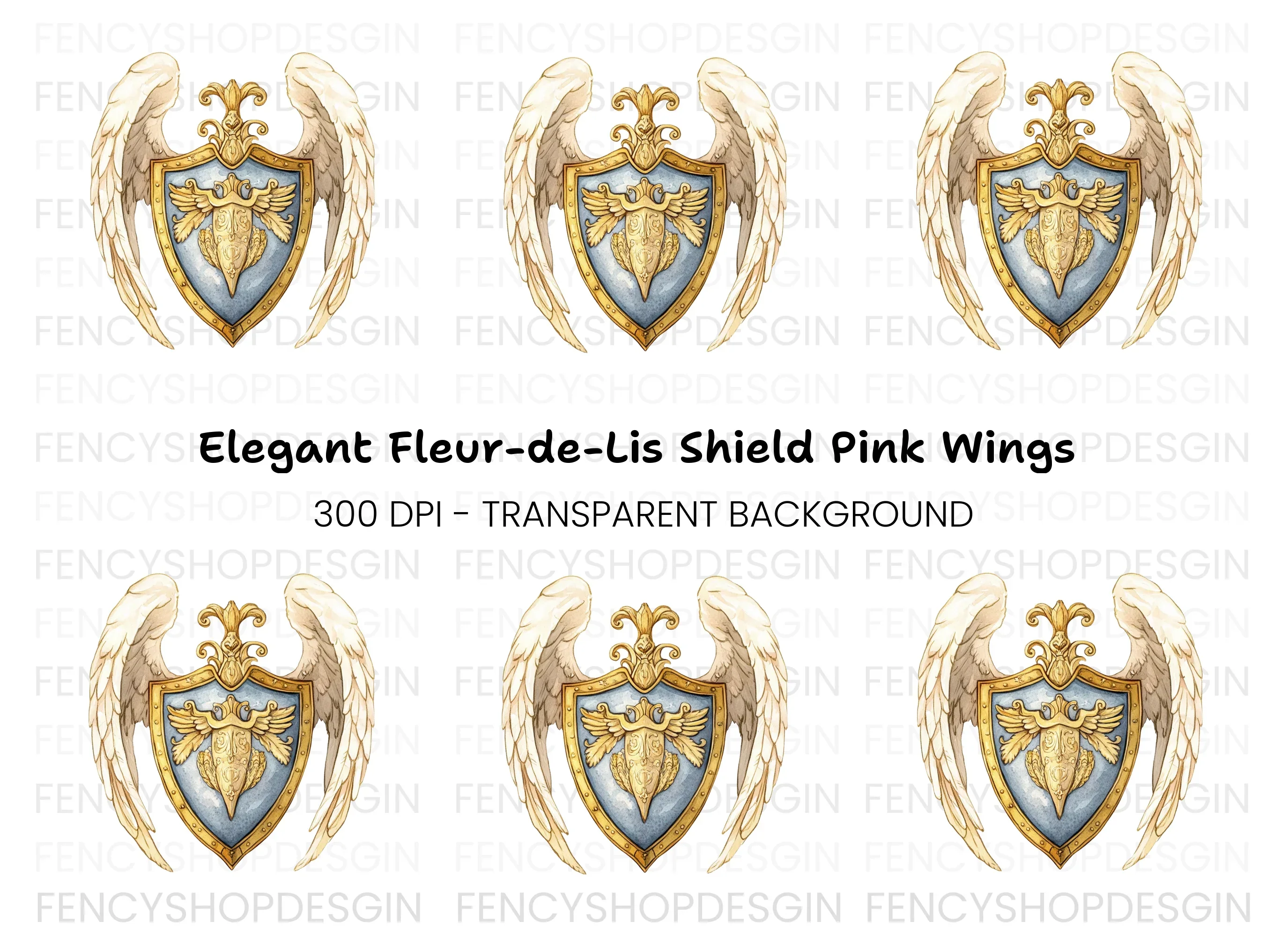 Elegant Winged Shield Clipart Bundle