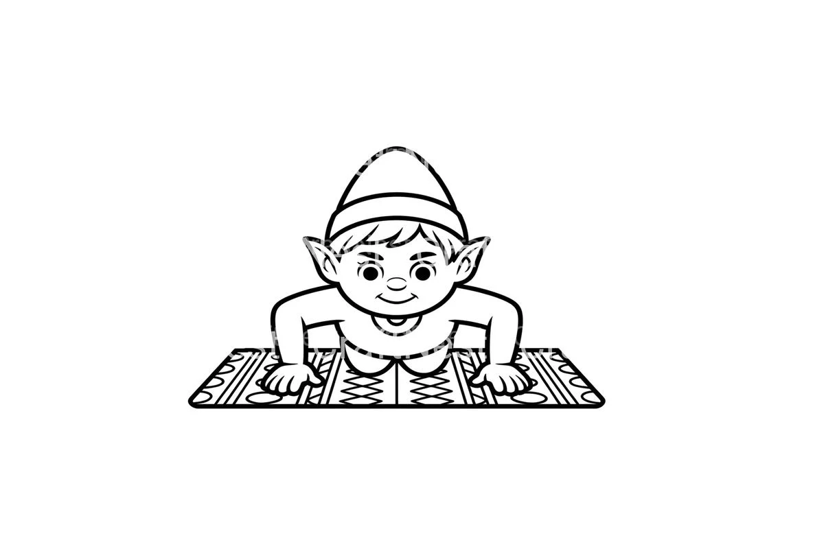 Elf Doing Push Ups Coloring Books - Image 2