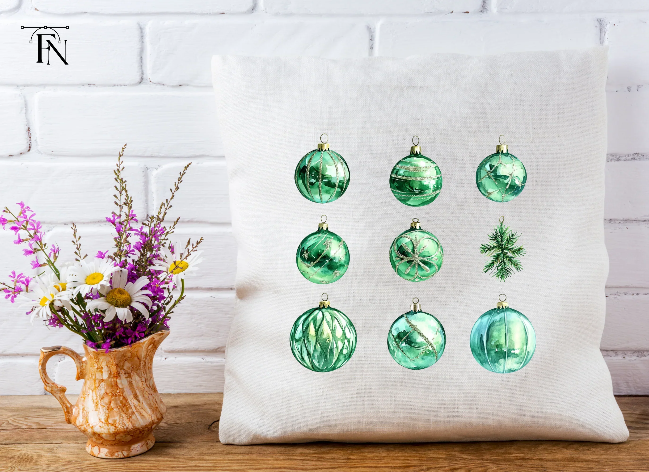 Emerald Christmas Baubles Clipart Bundle - Image 4