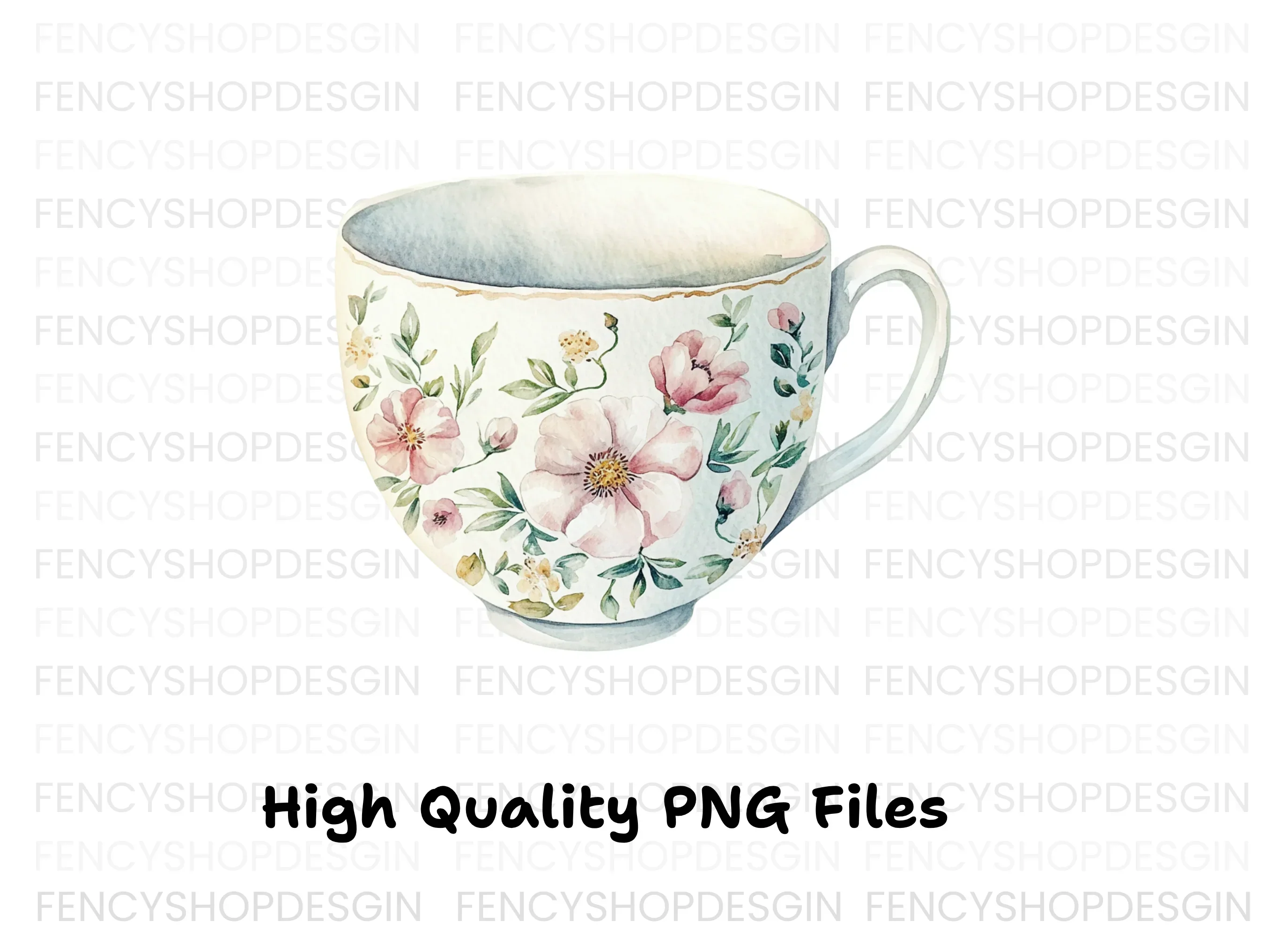 Empty Floral Teacups Clipart Bundle - Image 4