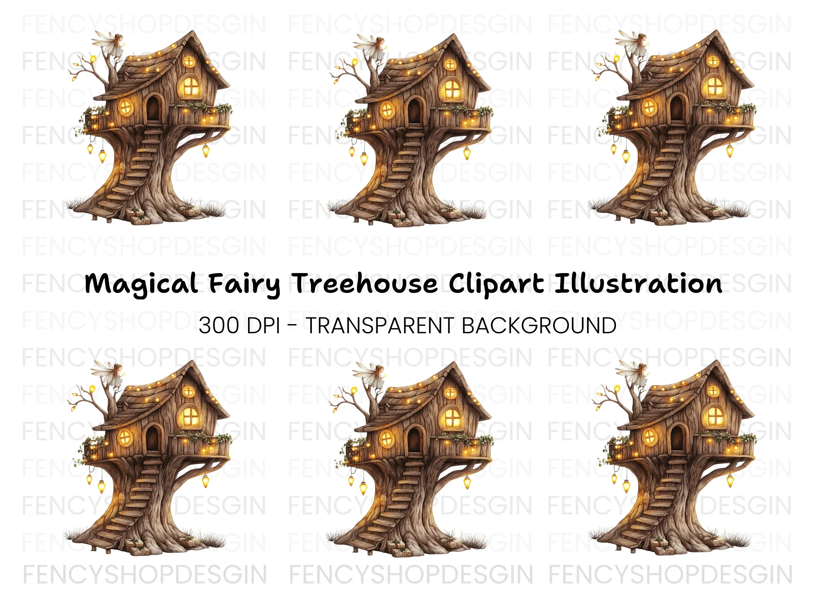 Enchanted Fairy Treehouse Clipart Bundle