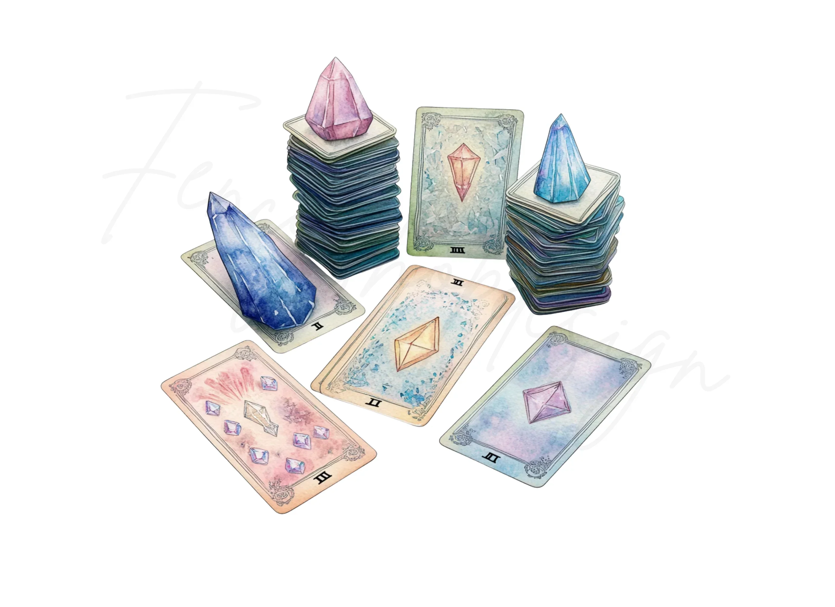 Enchanted Gemstone Tarot Card Graphics Clipart Bundle - Image 3
