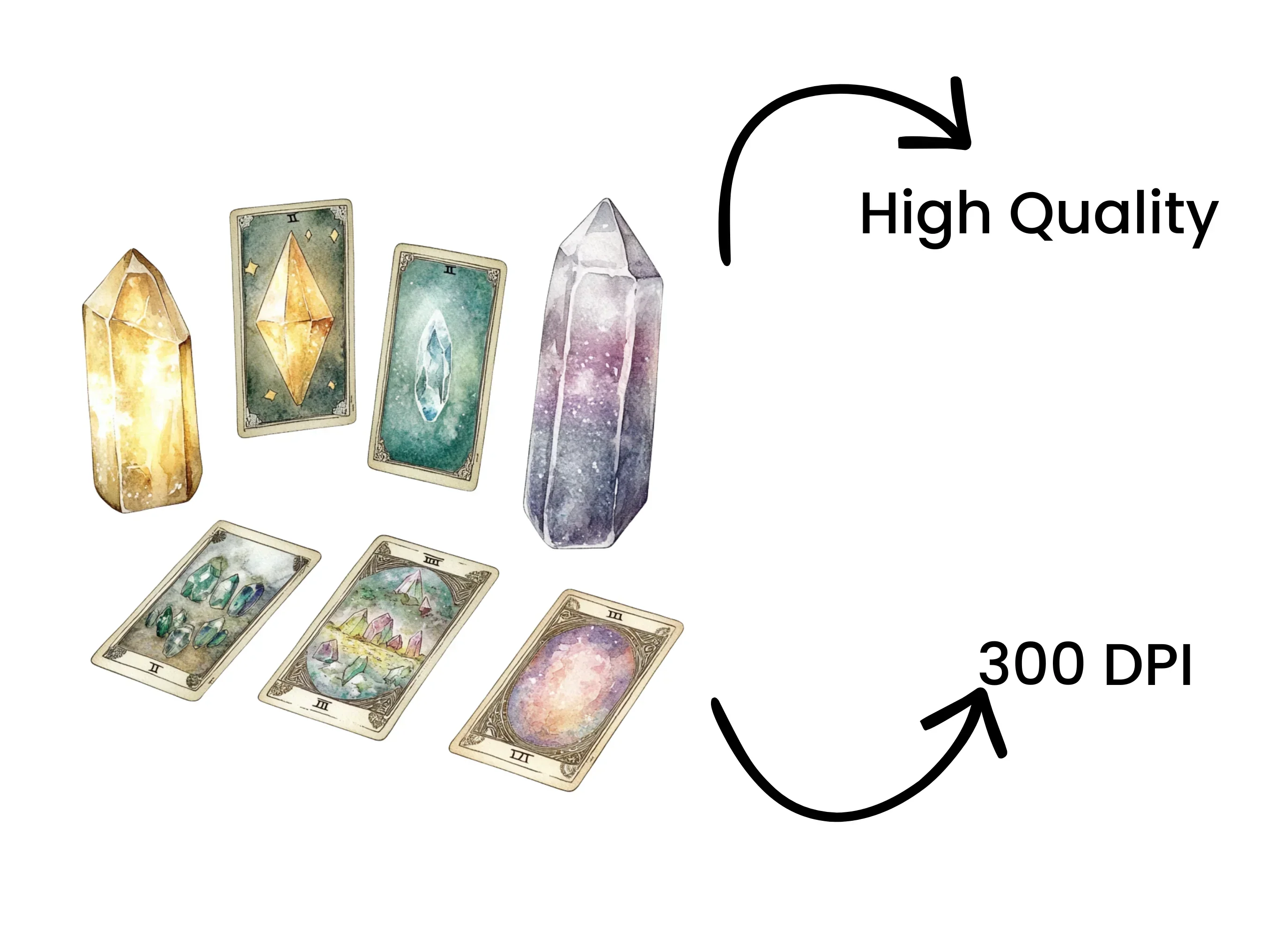 Enchanted Gemstone Tarot Card Graphics Clipart Bundle - Image 4