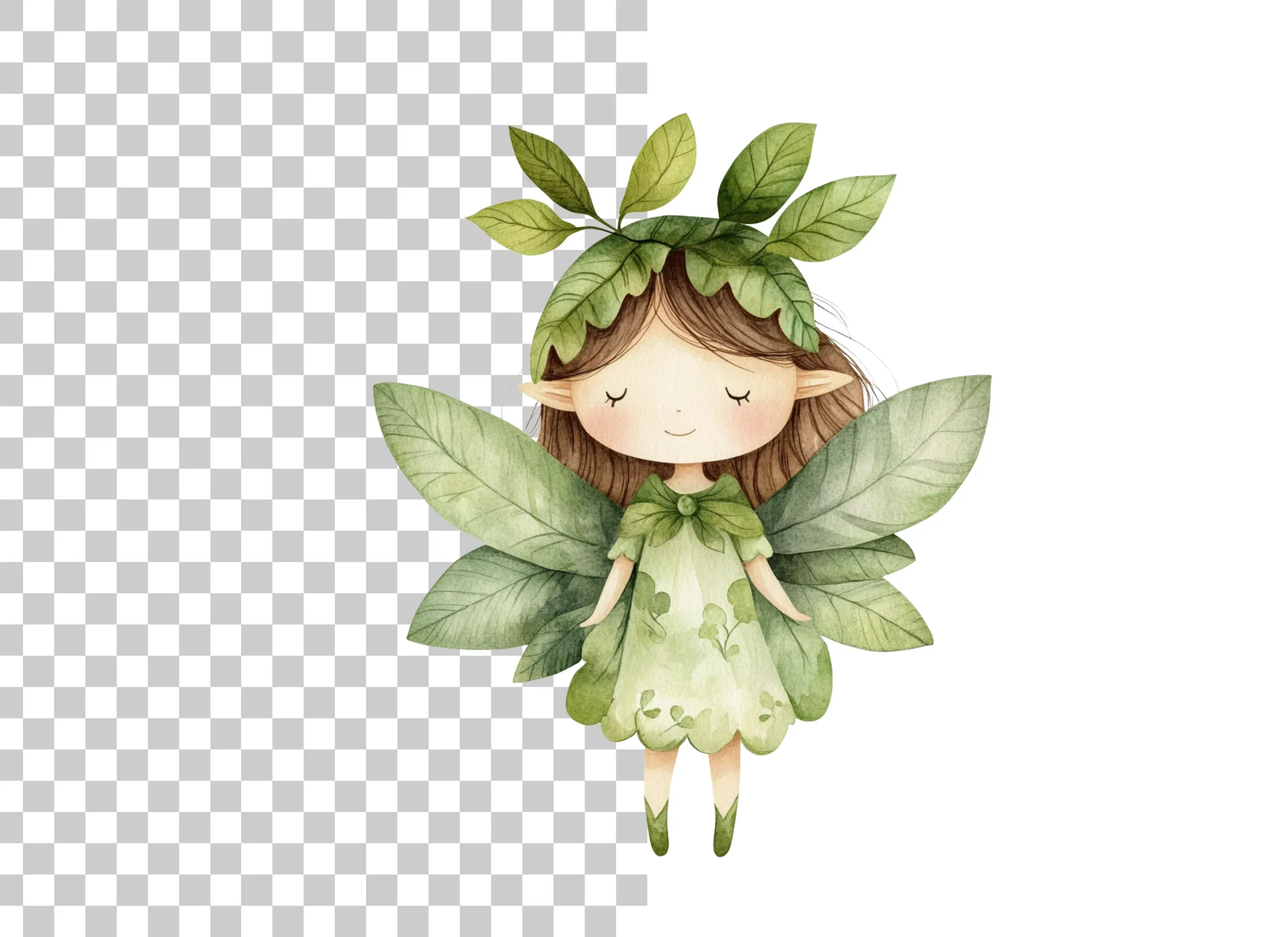 Enchanting Green Leaf Fairy Clipart Bundle - Image 2