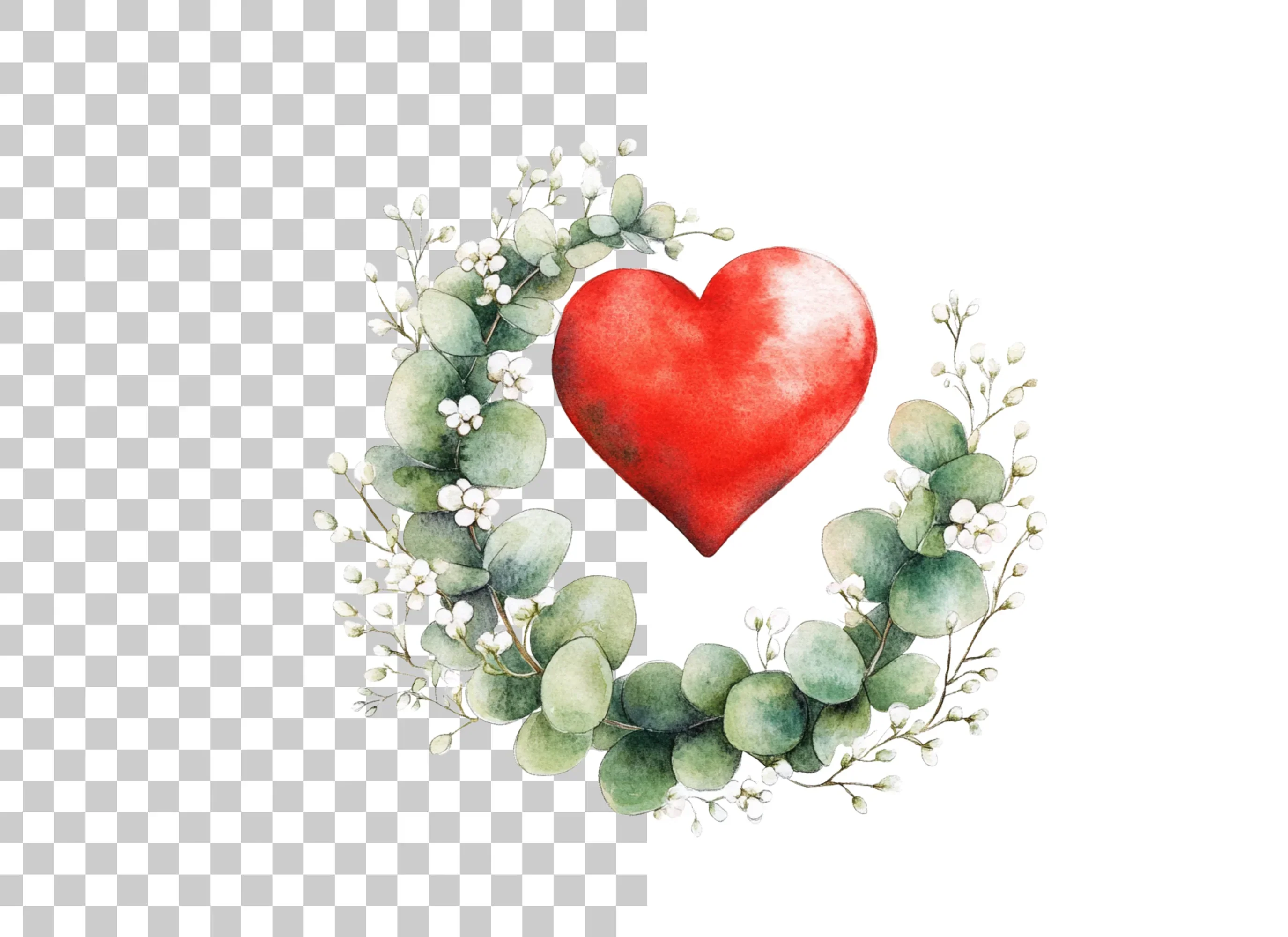Eucalyptus Heart Wreaths Clipart Bundle - Image 6