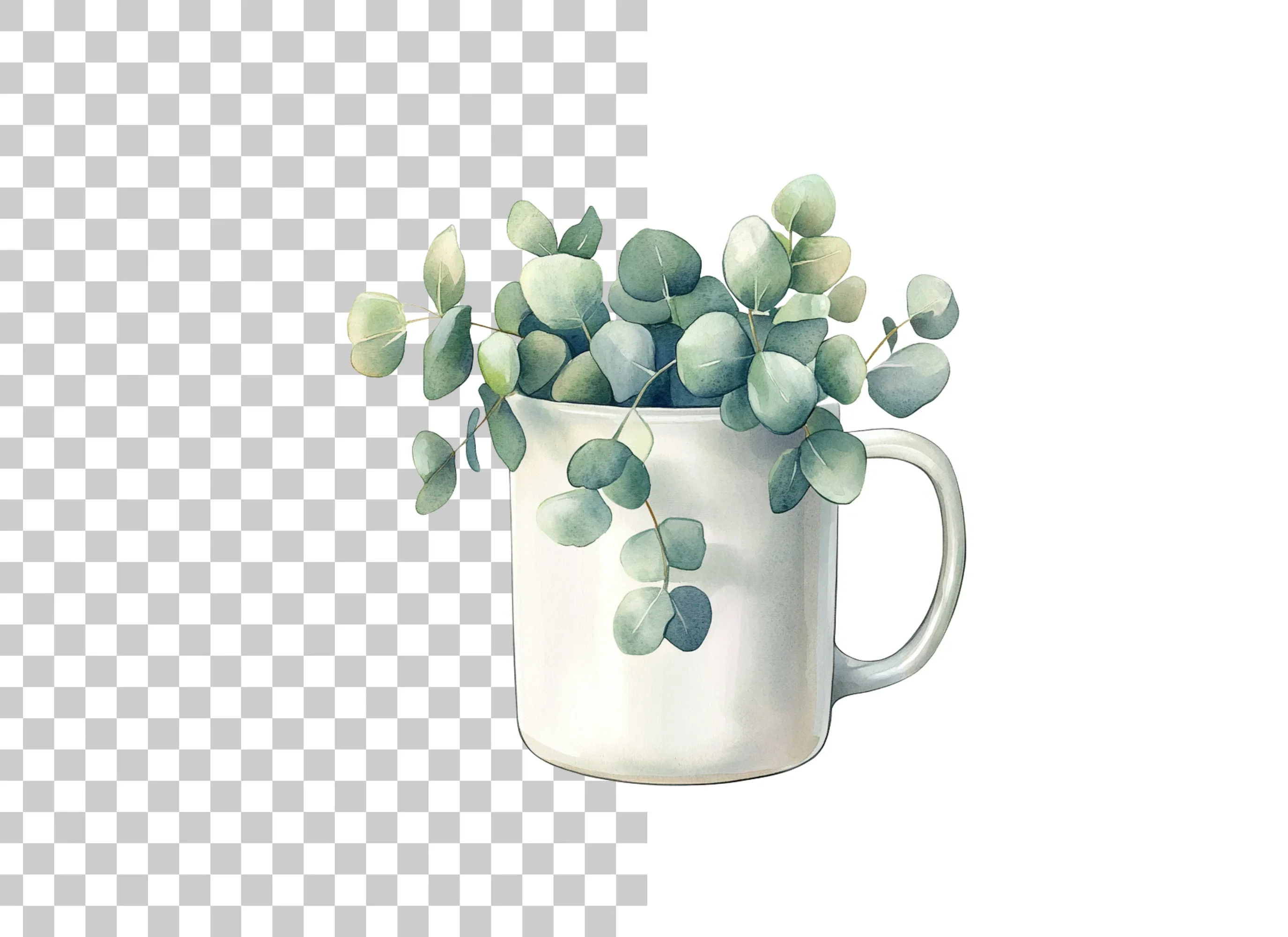 Eucalyptus in Mugs Clipart Bundle - Image 2