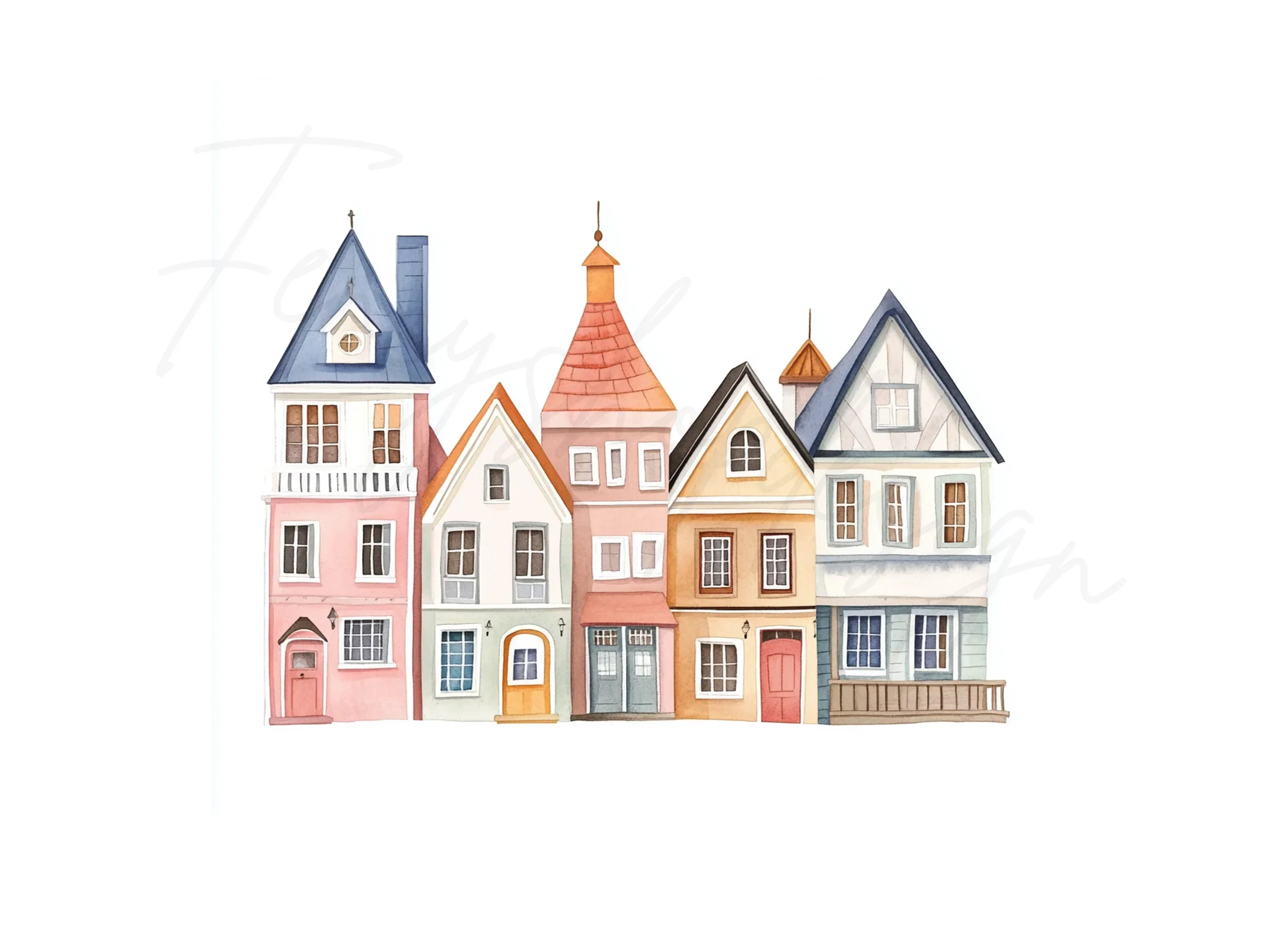 European Townhouse Clipart Bundle - Image 2