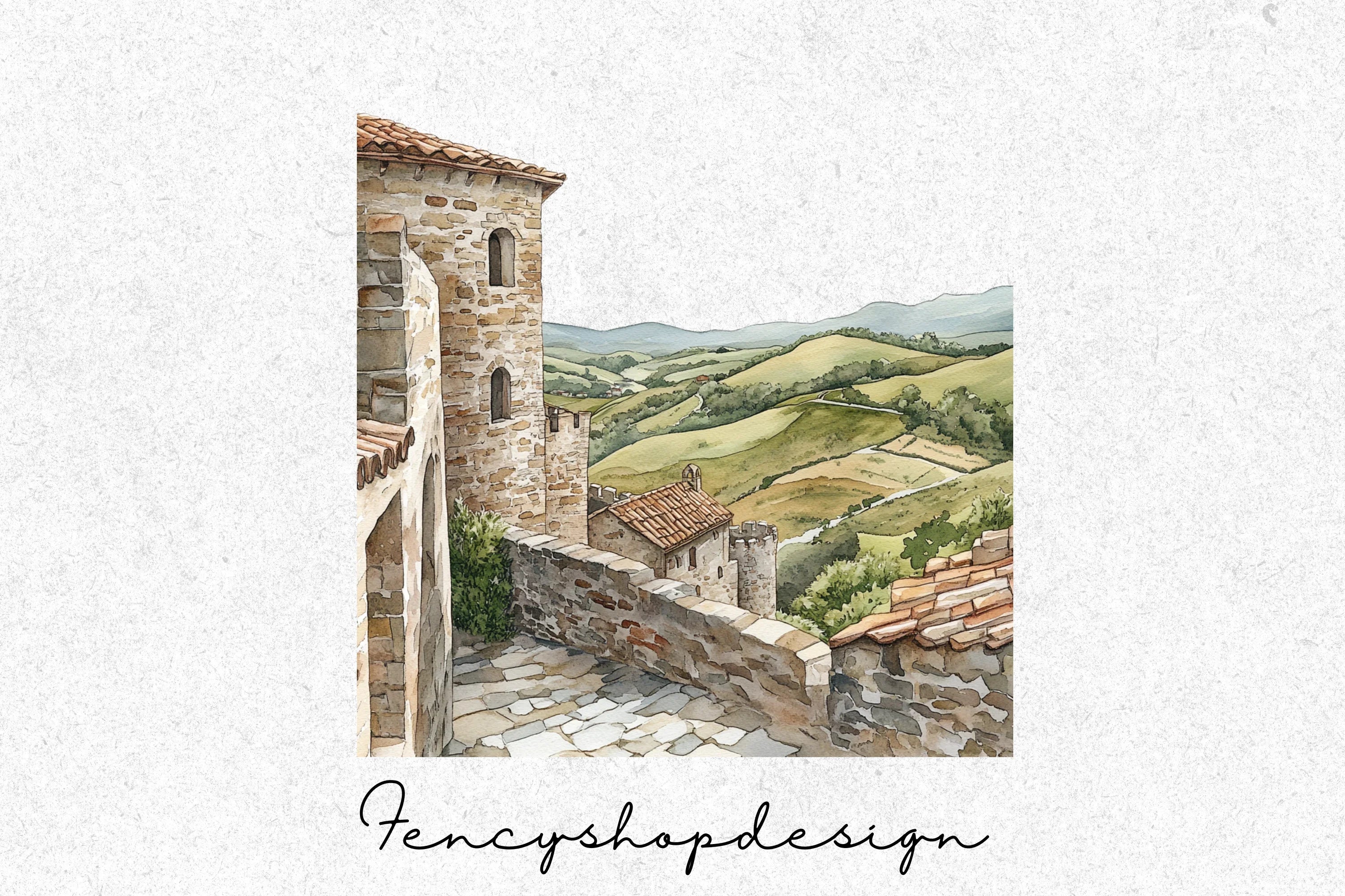 European Village Landscape Clipart Bundle - Image 3