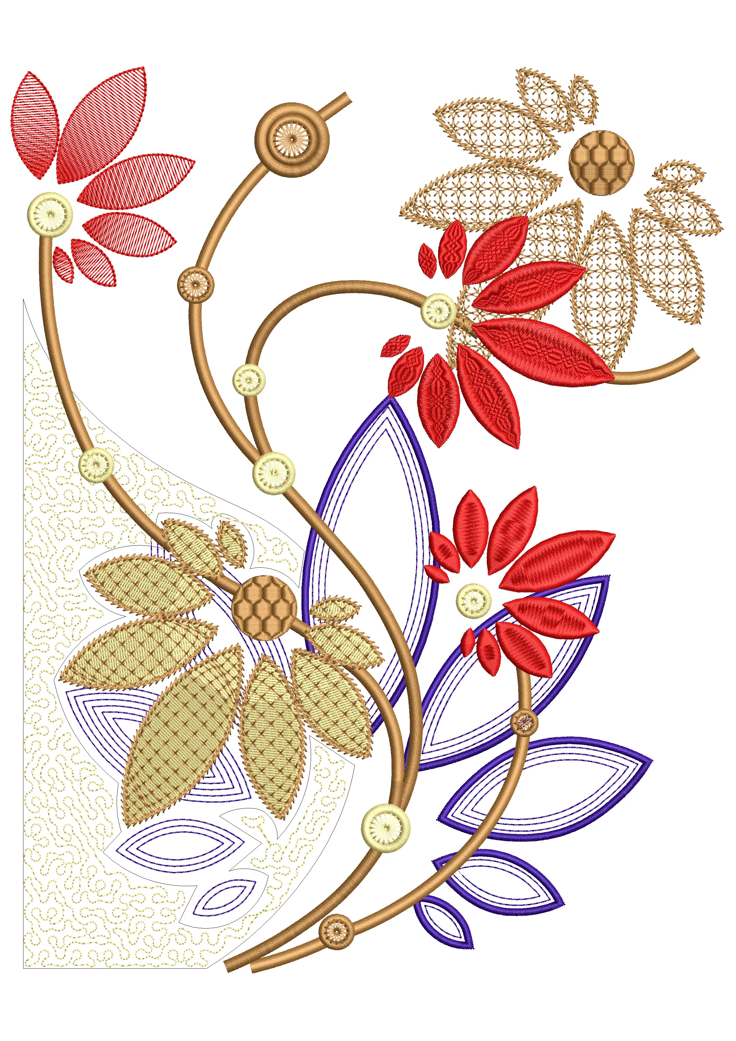 Exotic Flowers Embroidery Design
