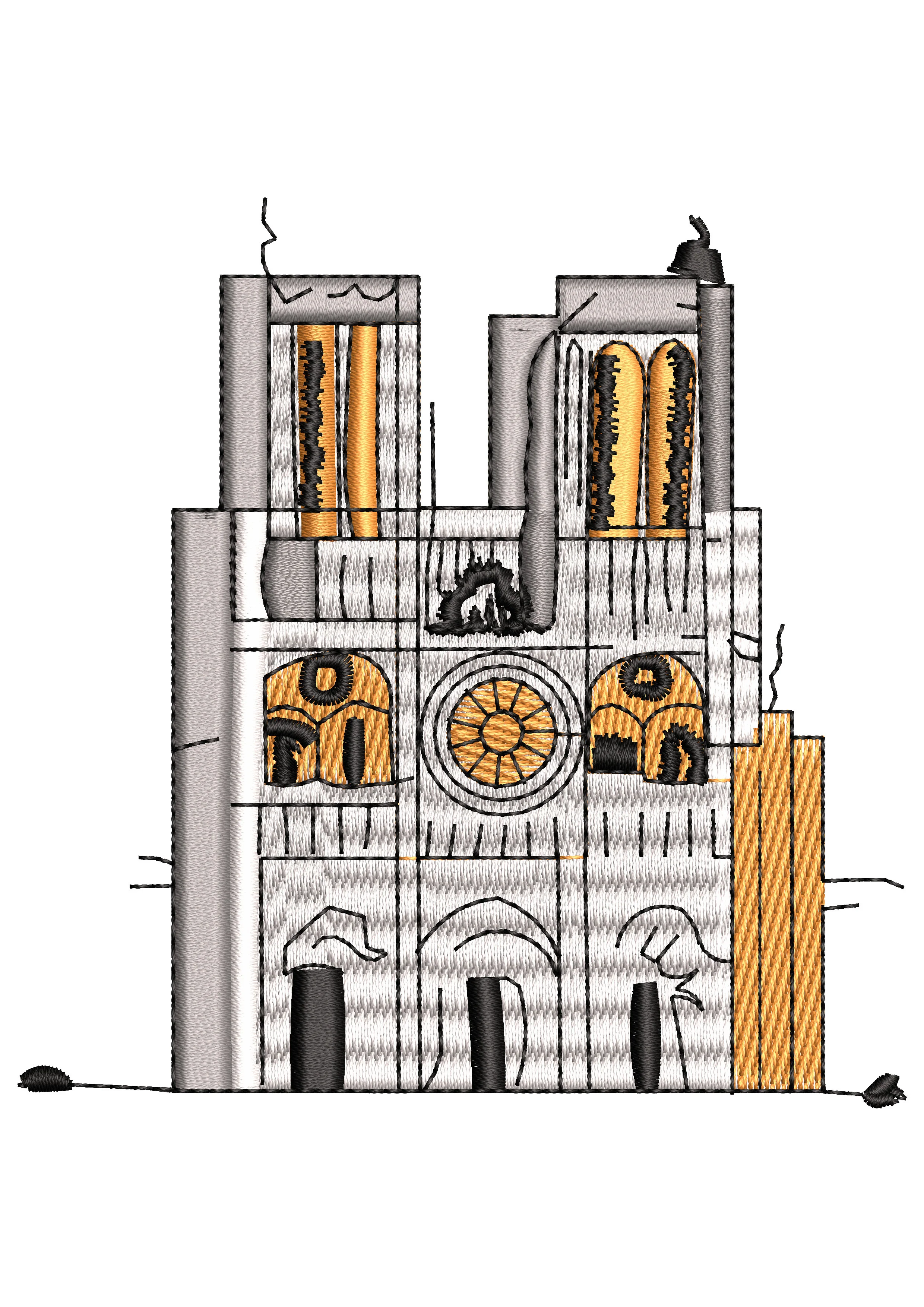 Factory Building Embroidery Design