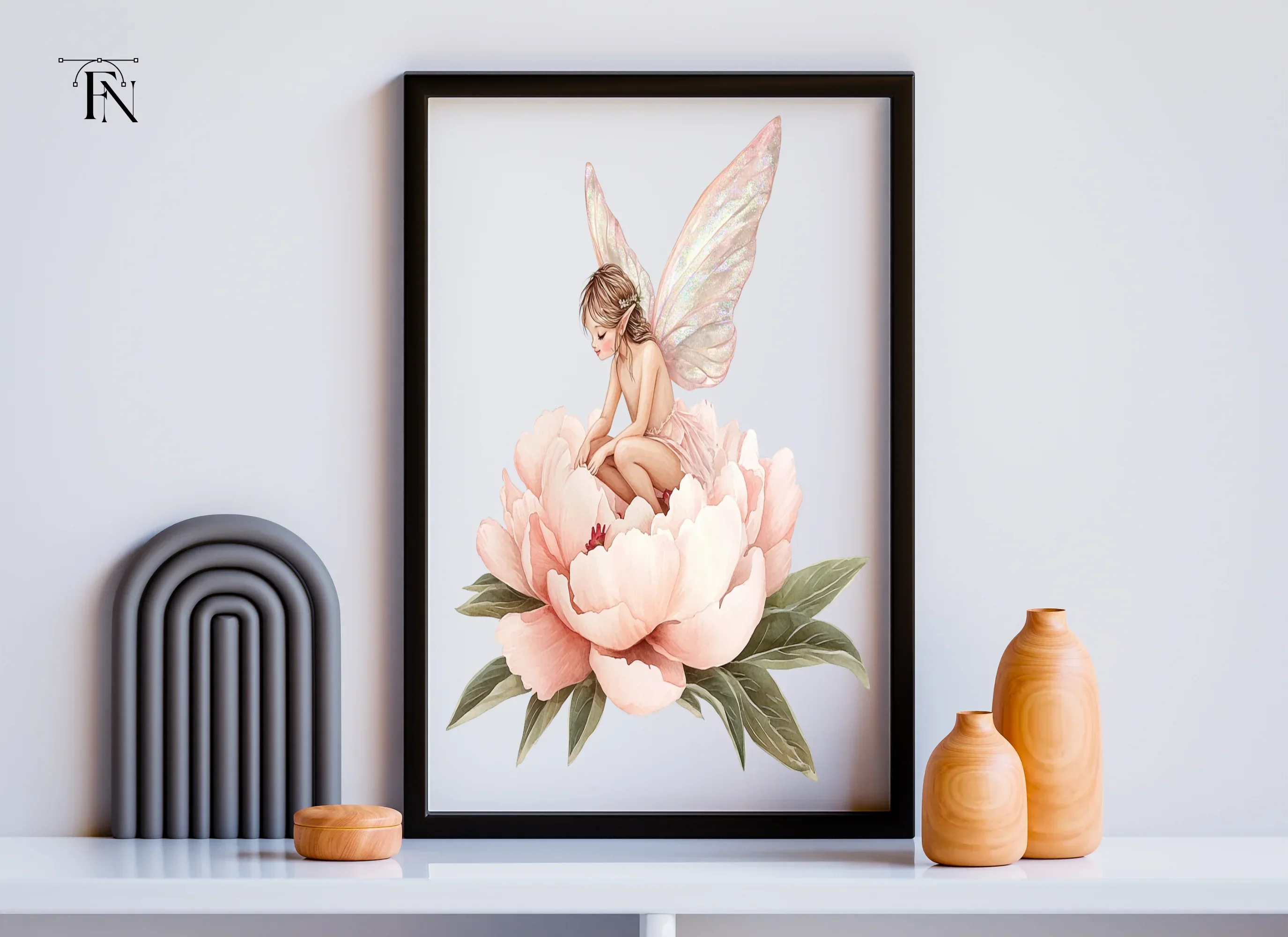 Fairies on Peony Flowers Clipart Bundle - Image 6