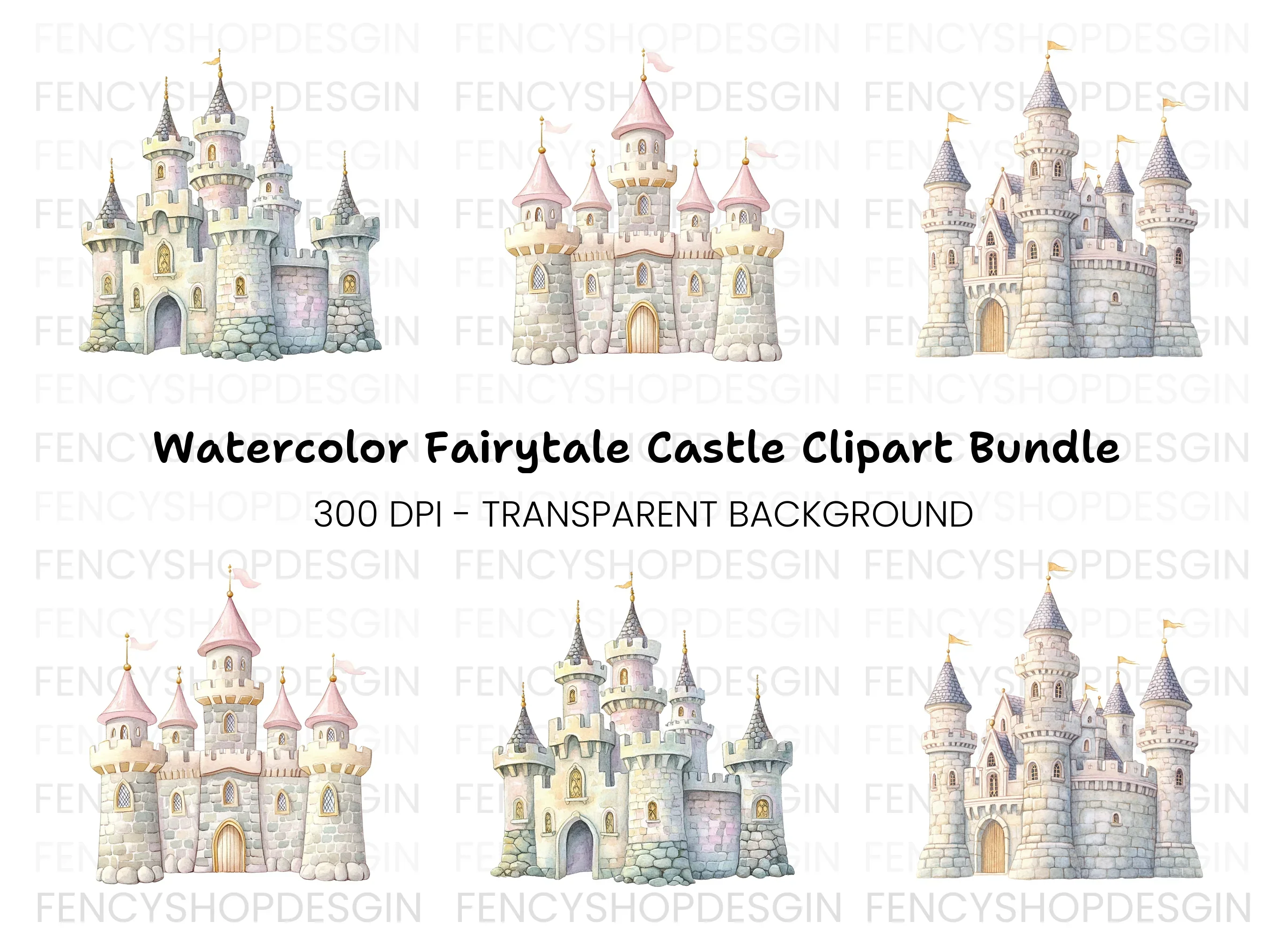 Fairytale Castle Clipart Bundle