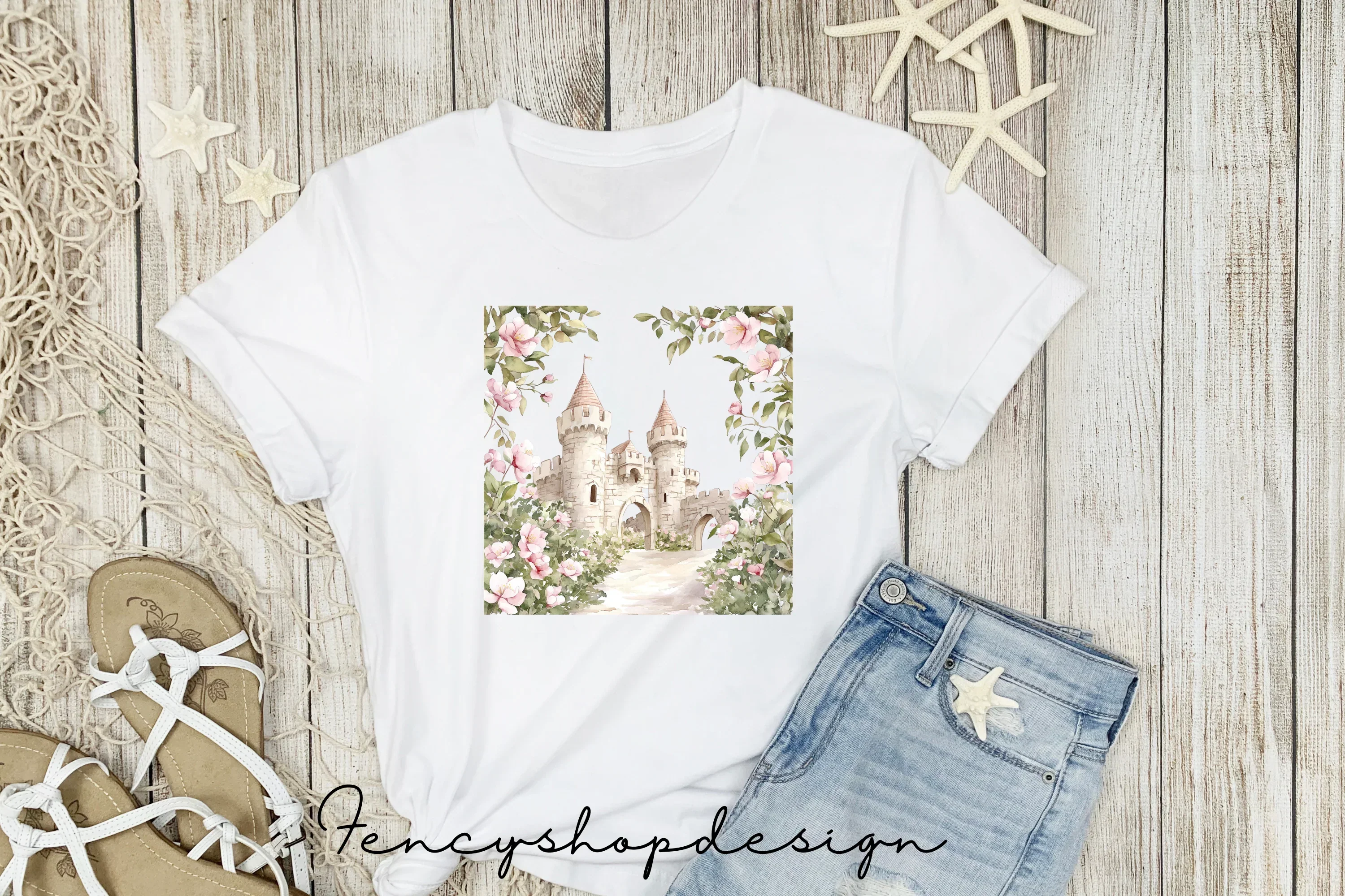 Fairytale Castle Pink Roses Clipart Bundle - Image 5