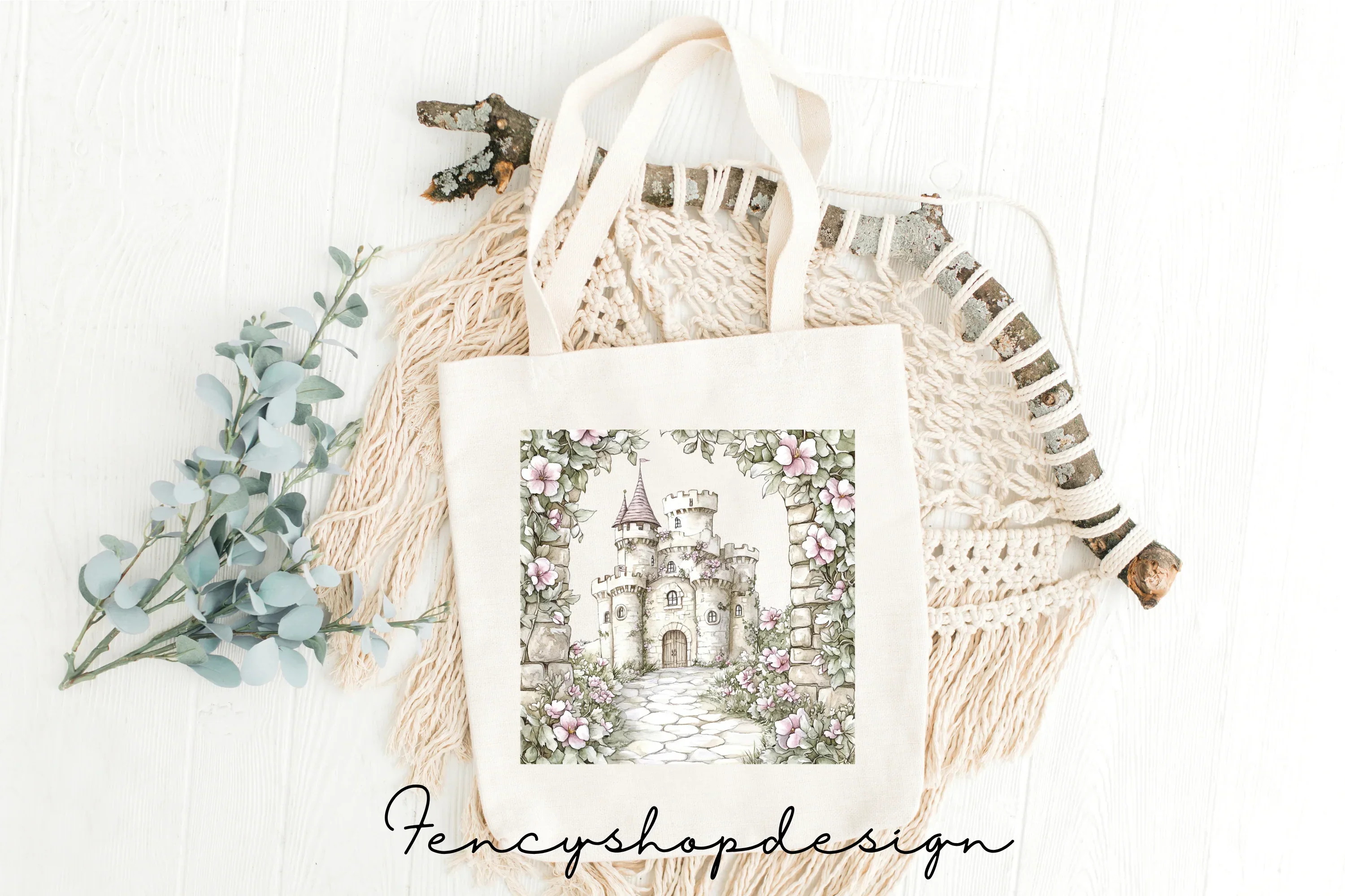 Fairytale Castle Pink Roses Clipart Bundle - Image 8