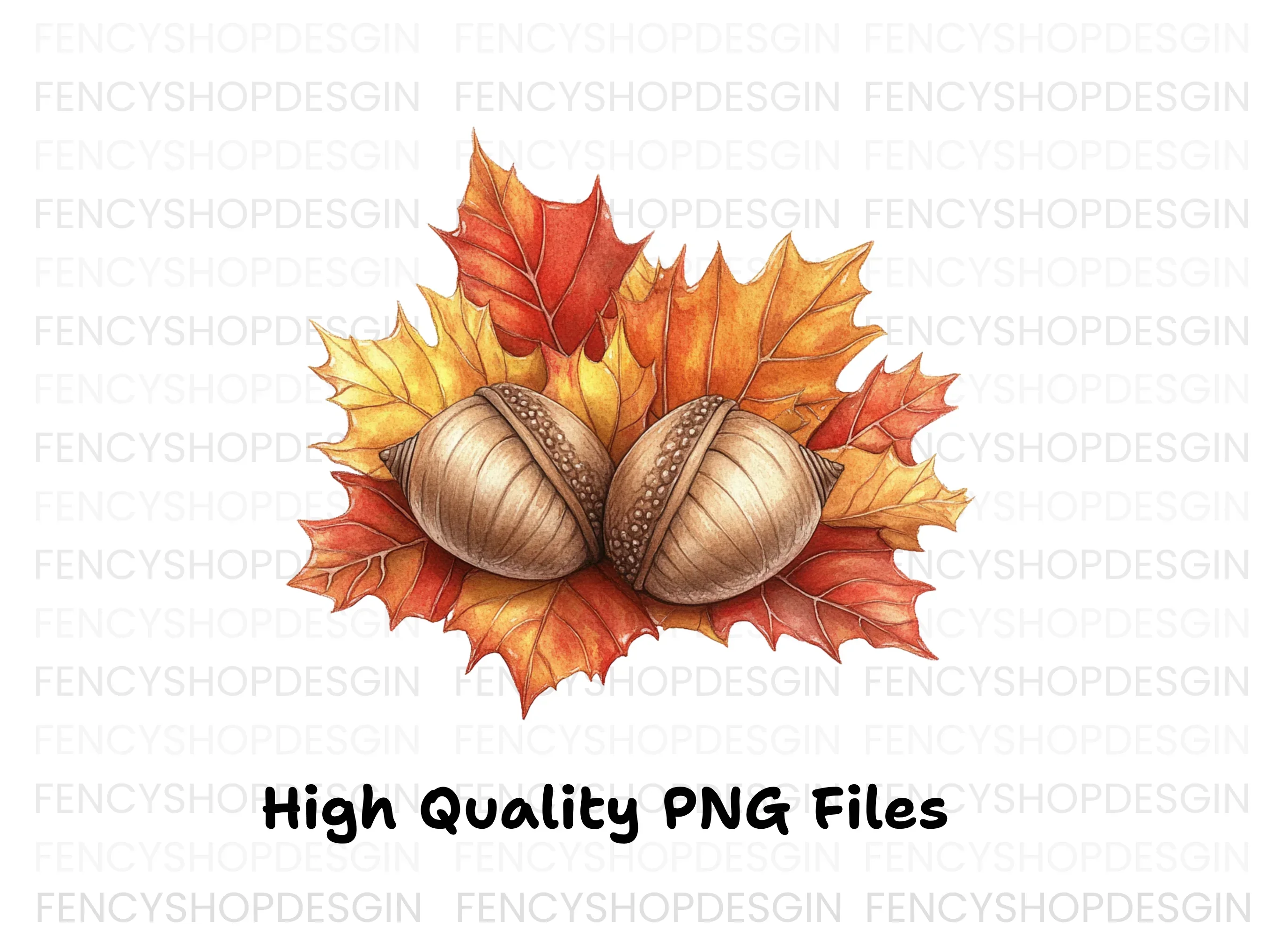 Fall Leaves and Acorns Clipart Bundle - Image 3